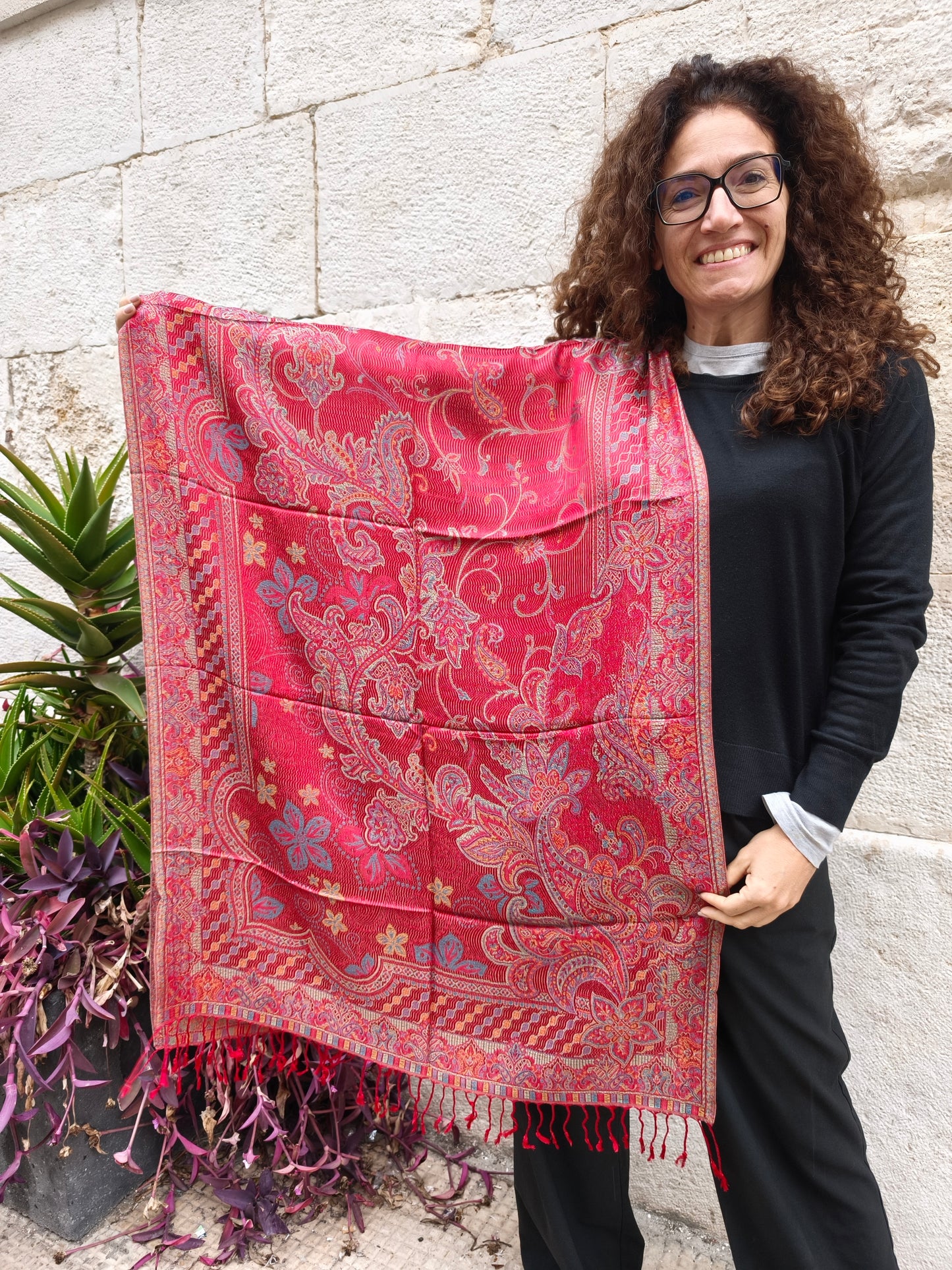 Pashmina Foulard Scarf 100% Indian Silk cm 195X75 33S