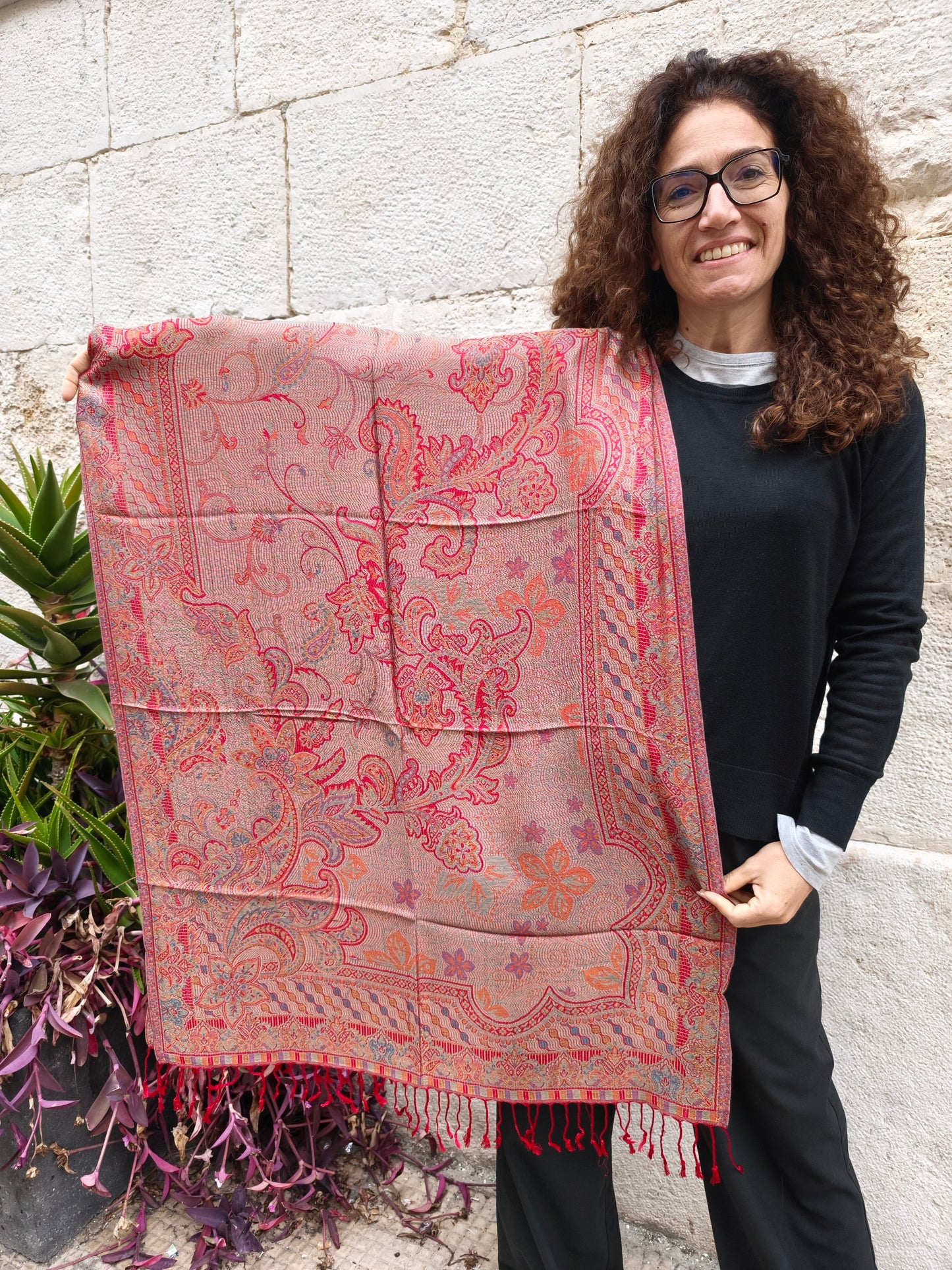 Pashmina Foulard Scarf 100% Indian Silk cm 195X75 33S