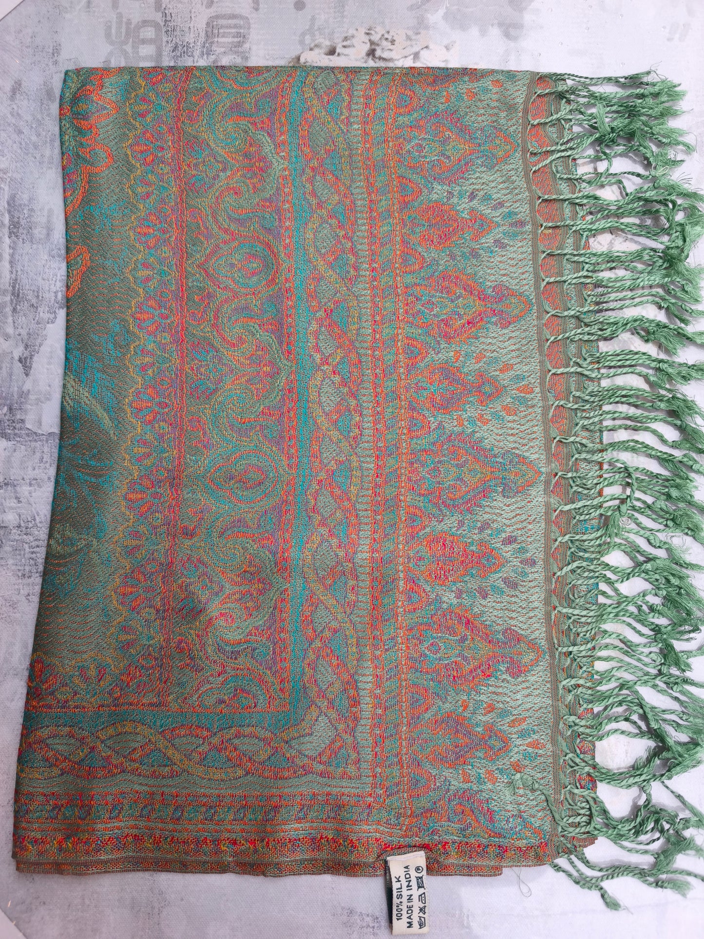 Pashmina Foulard Scarf 100% Indian Silk cm 195X75 34S