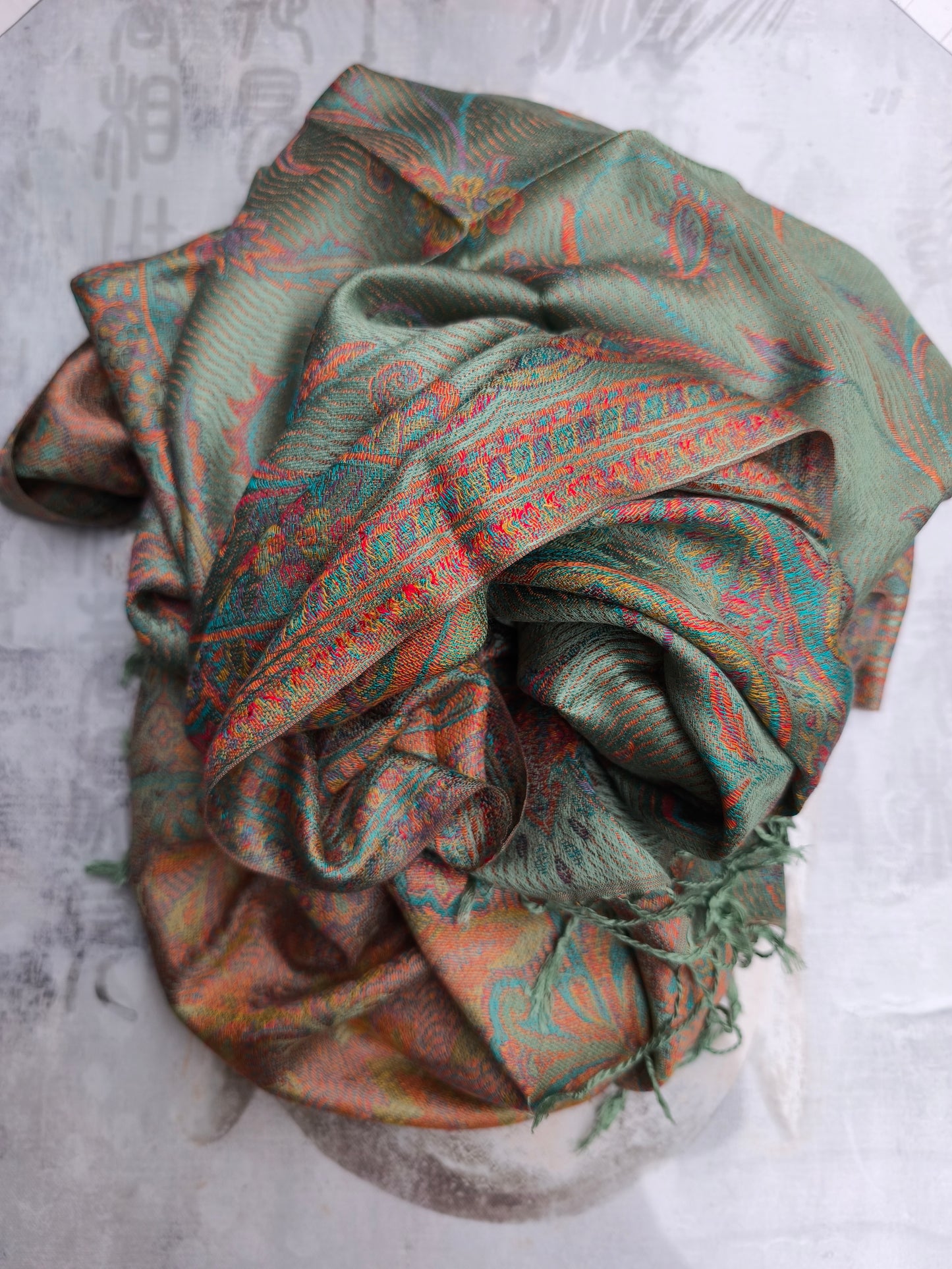 Pashmina Foulard Scarf 100% Indian Silk cm 195X75 34S