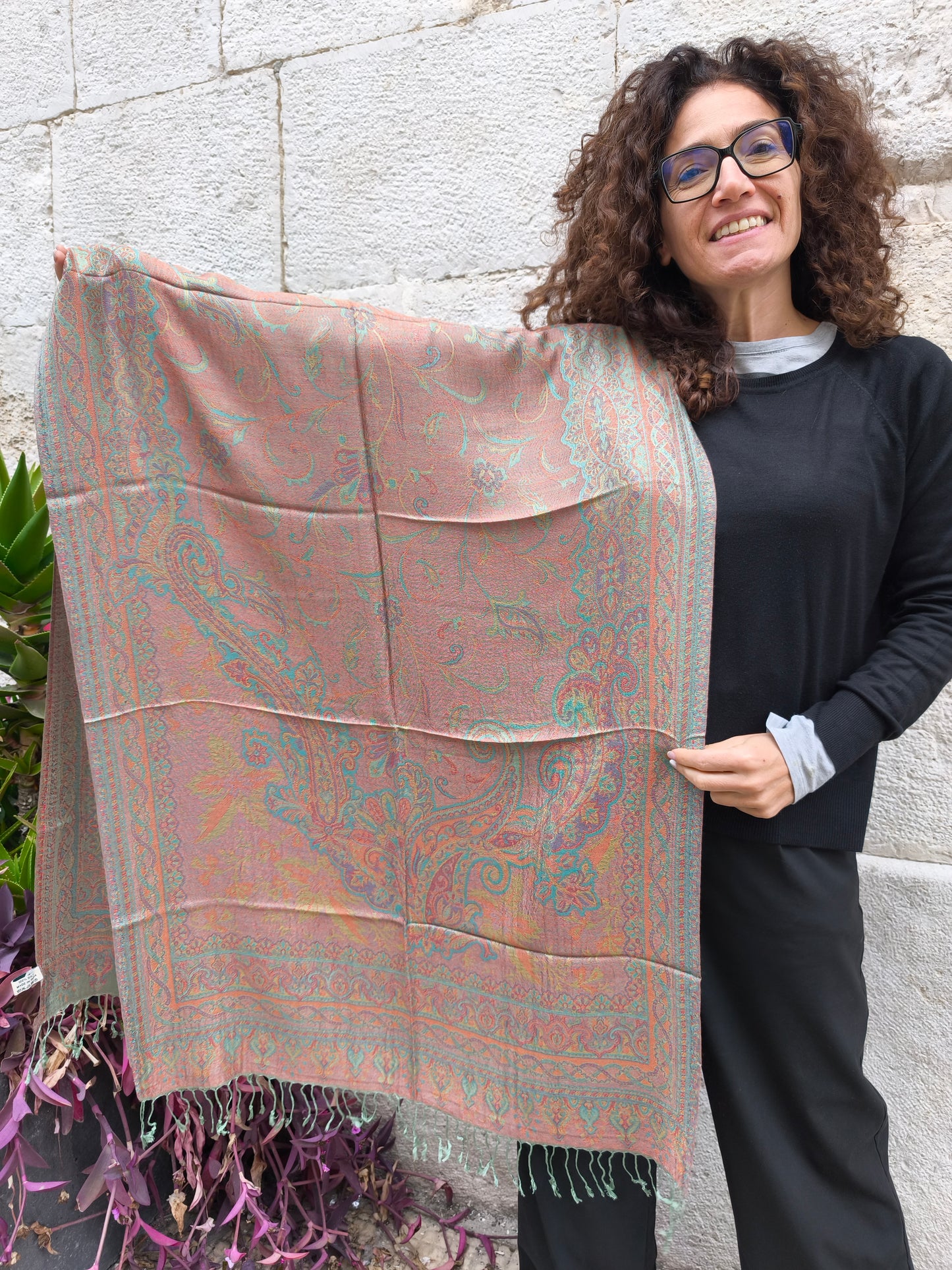 Pashmina Foulard Scarf 100% Indian Silk cm 195X75 34S