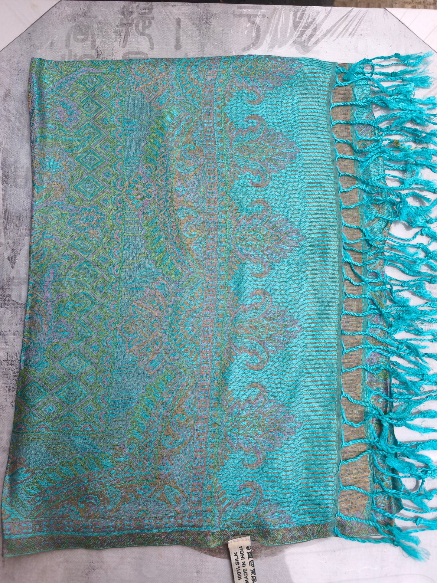 Pashmina Foulard Scarf 100% Indian Silk cm 195X75 35S