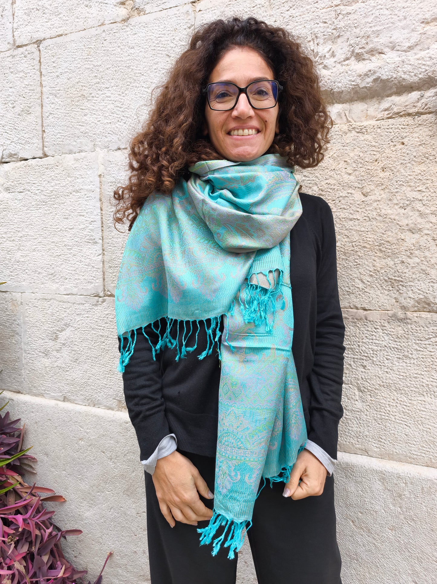 Pashmina Foulard Scarf 100% Indian Silk cm 195X75 35S