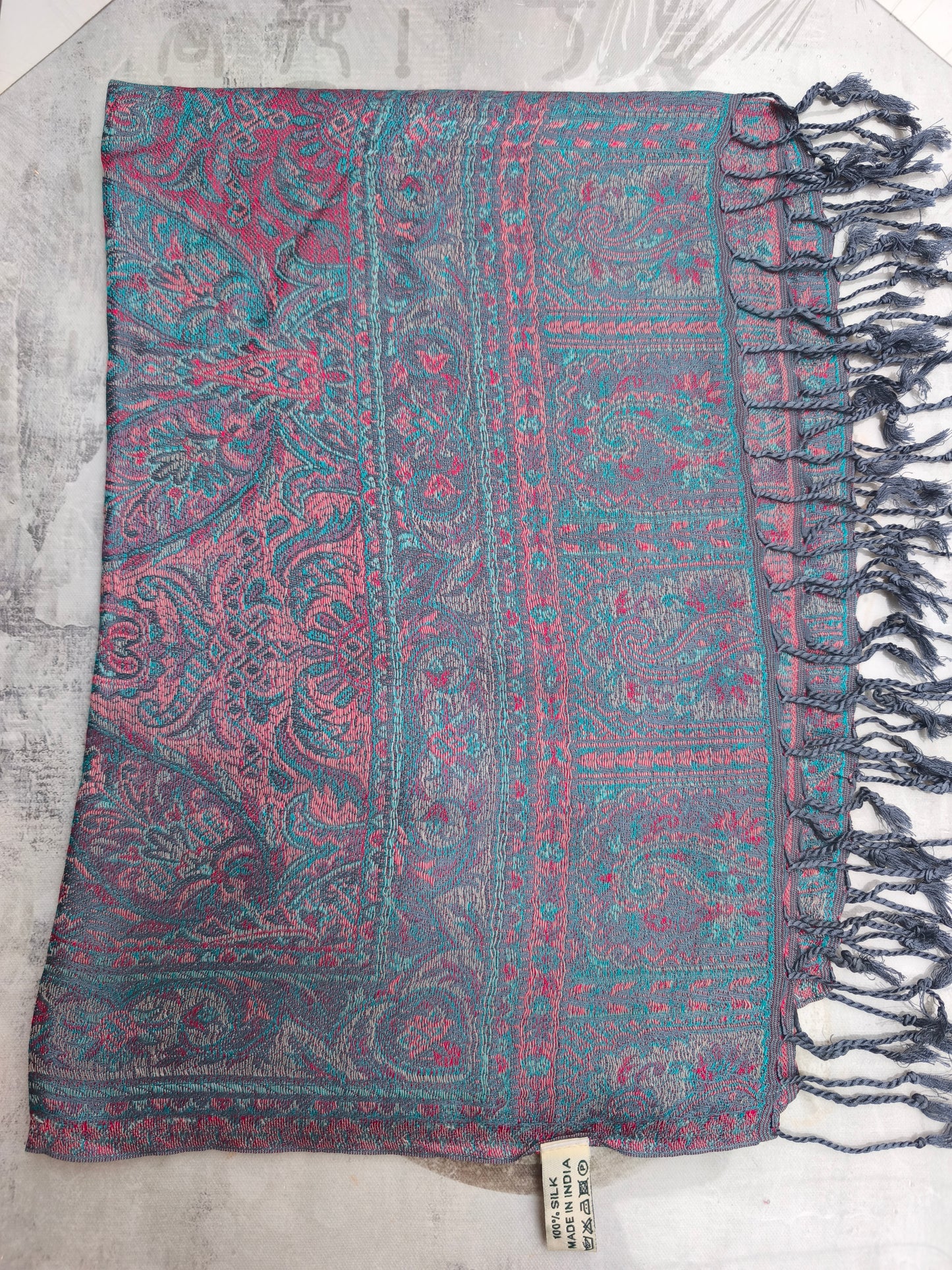 Pashmina-Foulard-Schal, 100 % indische Seide, 195 x 75 cm, 36S
