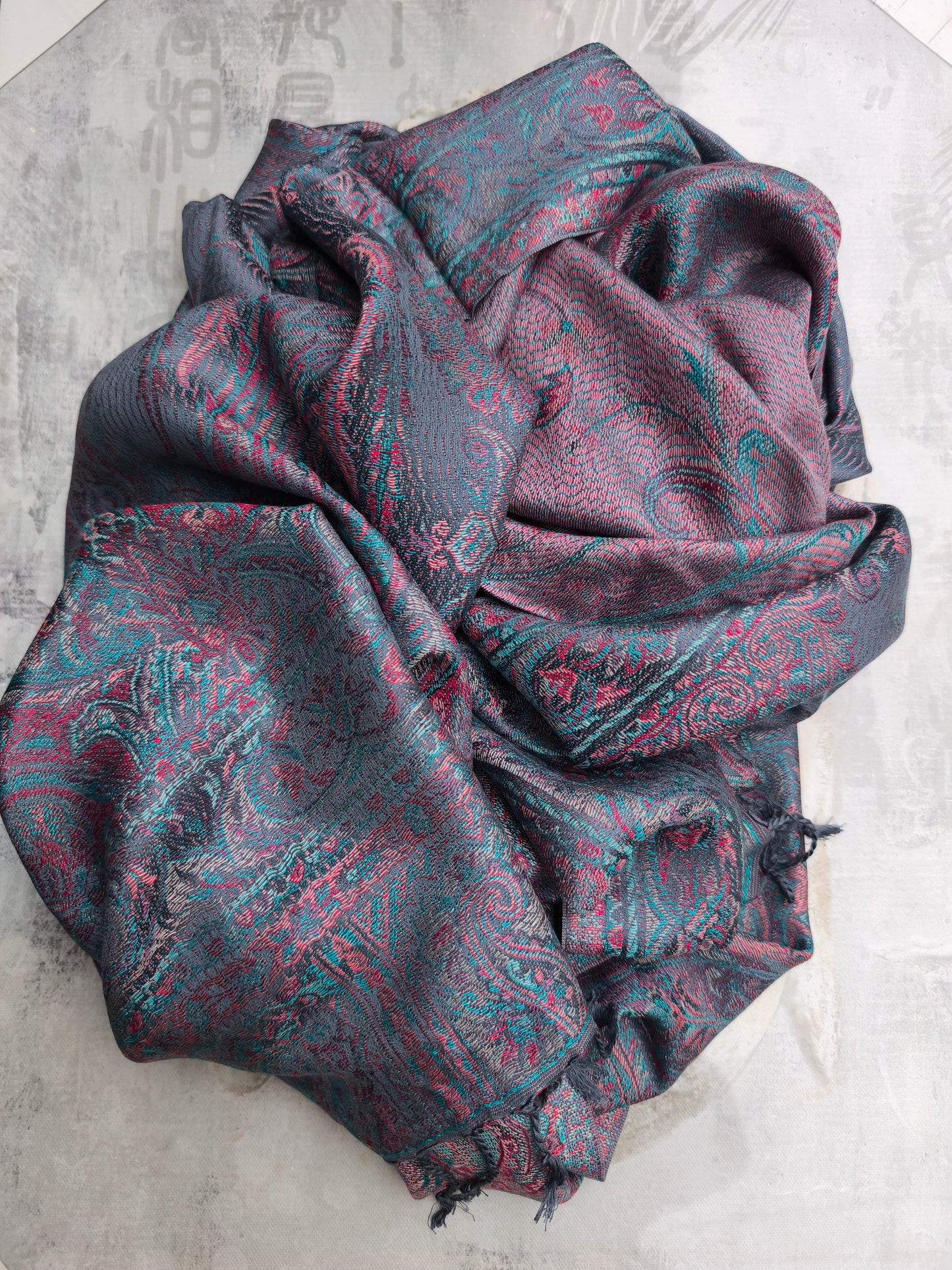 Pashmina-Foulard-Schal, 100 % indische Seide, 195 x 75 cm, 36S