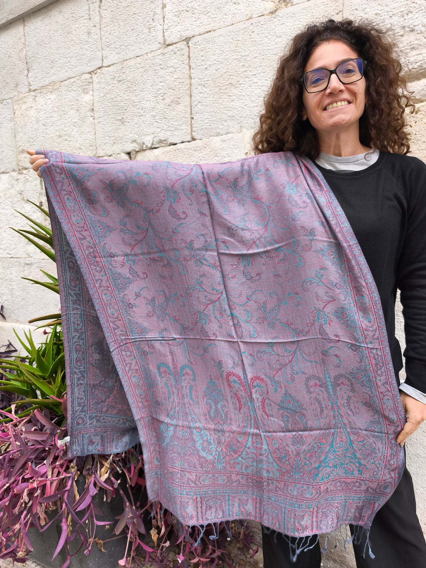 Pashmina-Foulard-Schal, 100 % indische Seide, 195 x 75 cm, 36S