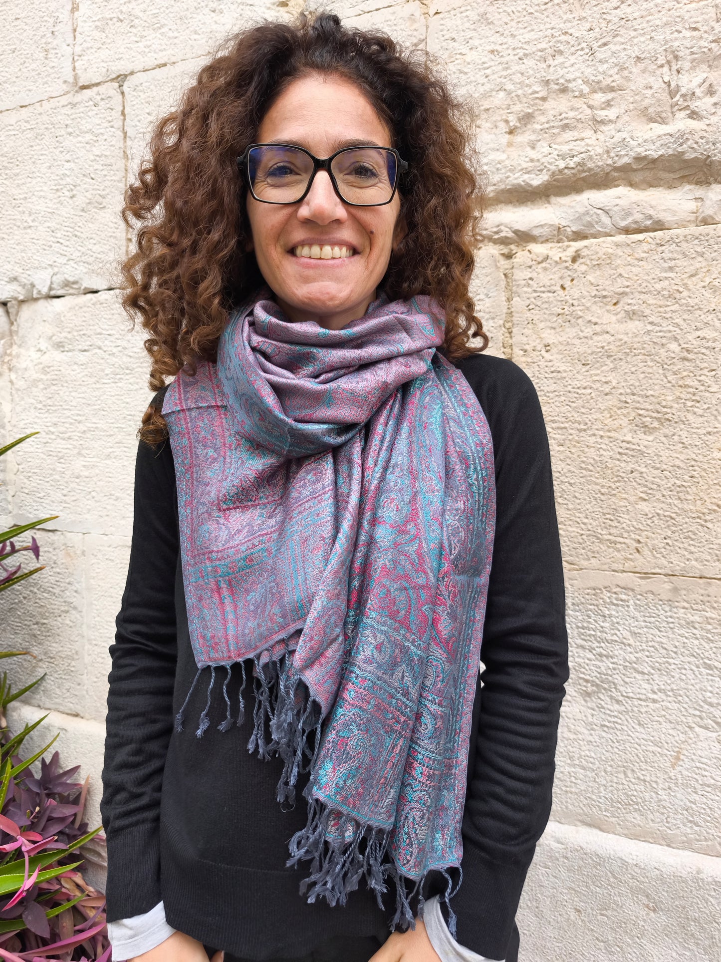 Pashmina-Foulard-Schal, 100 % indische Seide, 195 x 75 cm, 36S