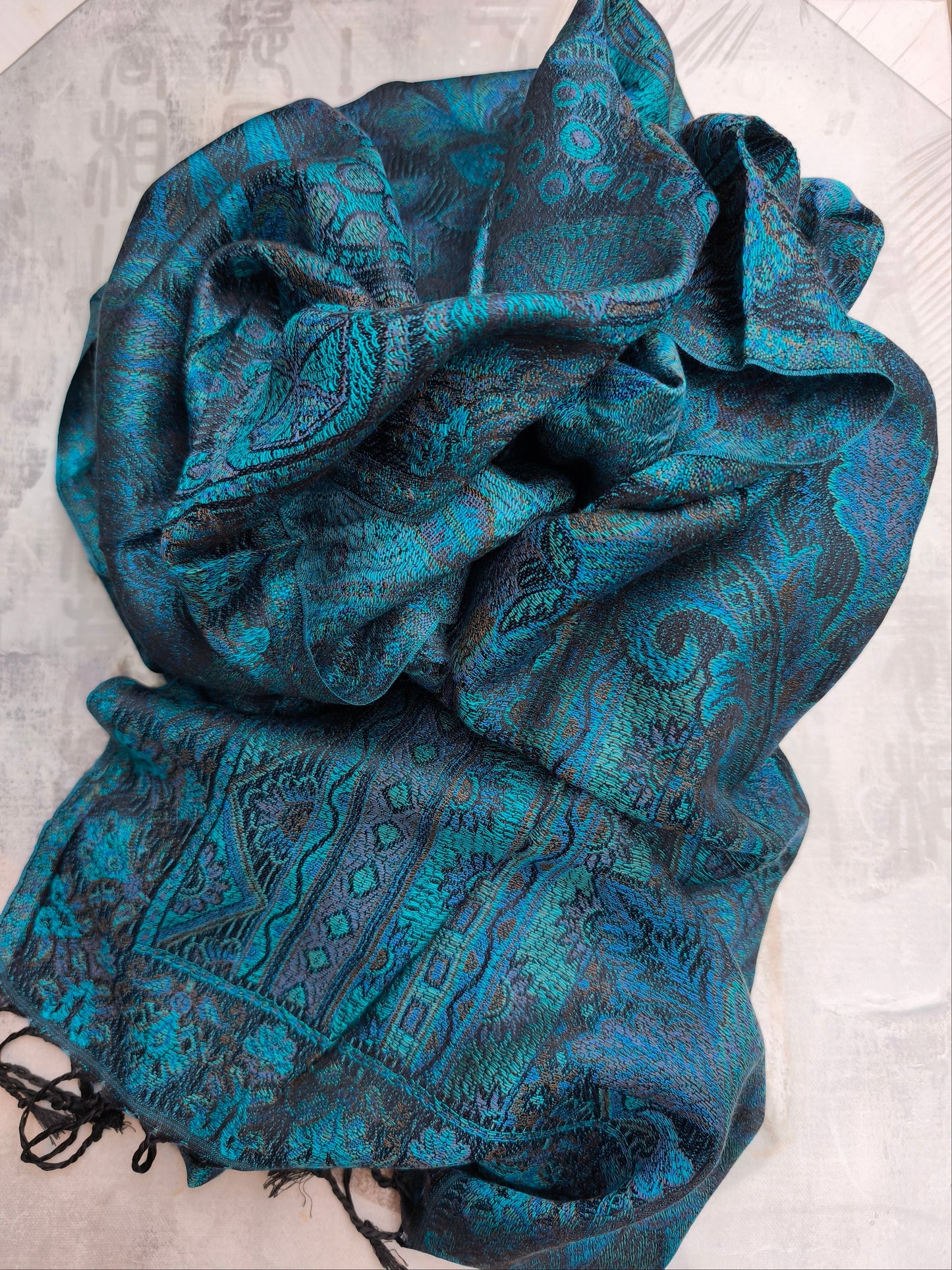 Pashmina Foulard Scarf 100% Indian Silk cm 195X75 37S