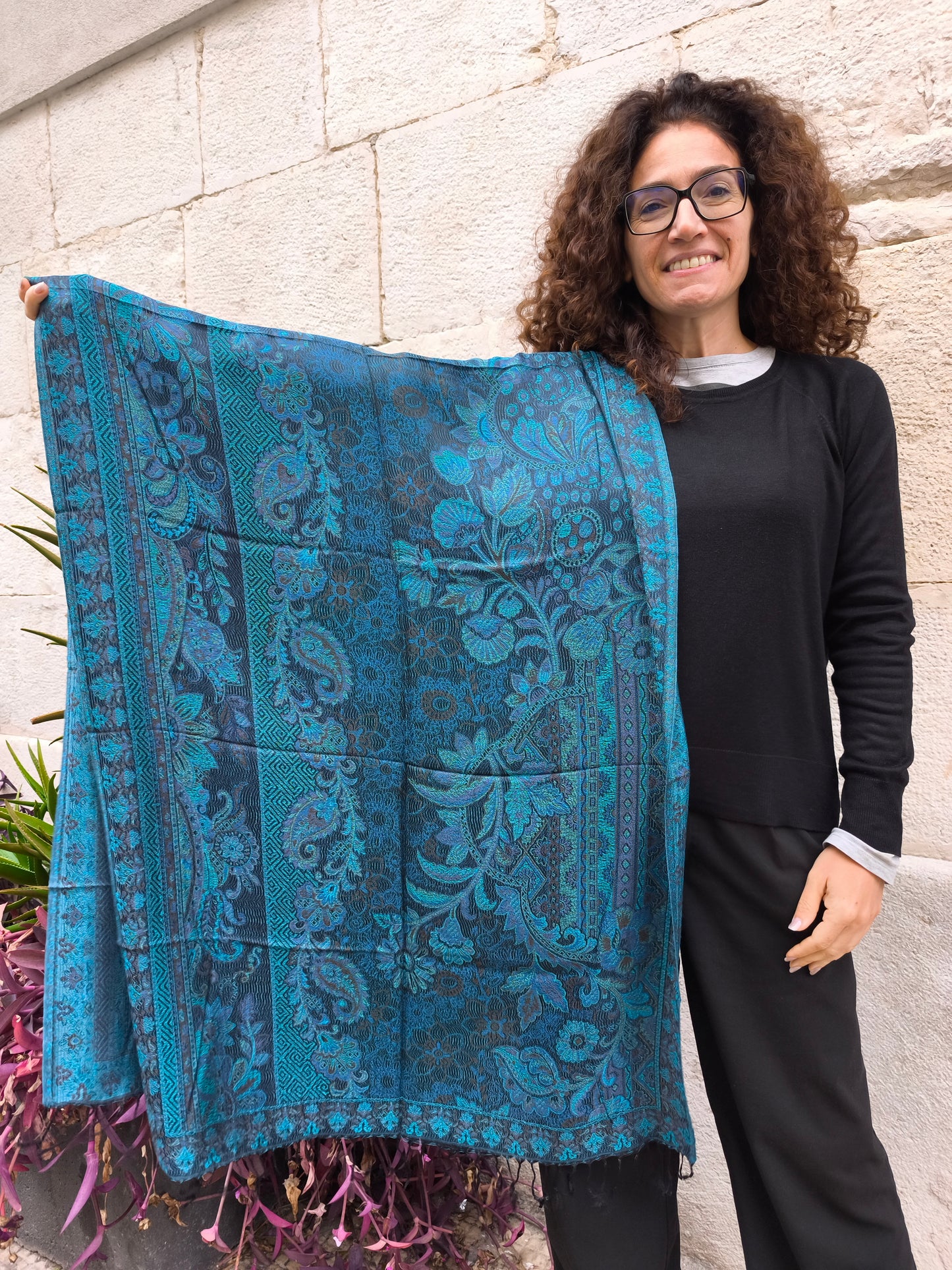 Pashmina Foulard Scarf 100% Indian Silk cm 195X75 37S