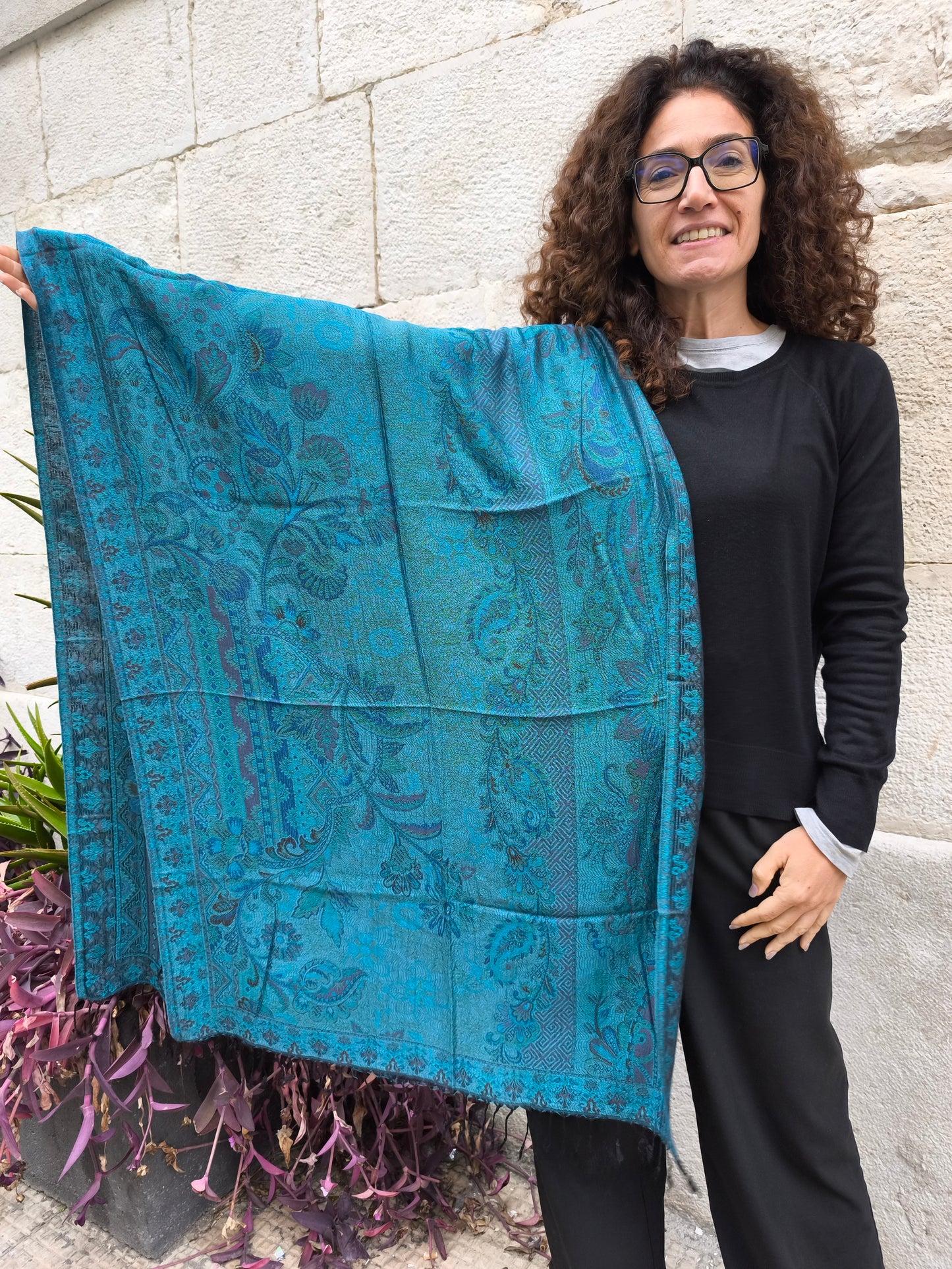 Pashmina Foulard Scarf 100% Indian Silk cm 195X75 37S