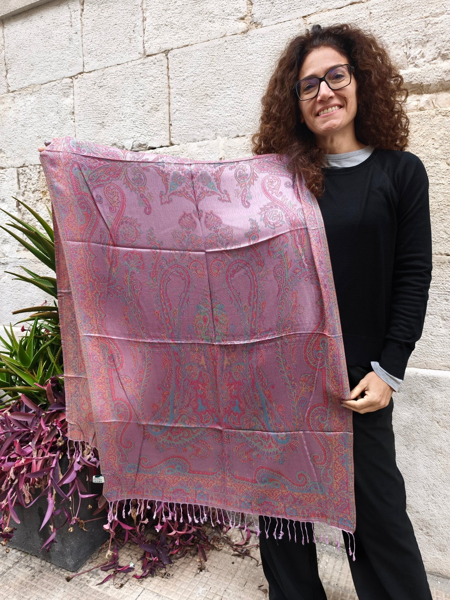 Pashmina Foulard Scarf Silk 100% India cm 195X75 38S