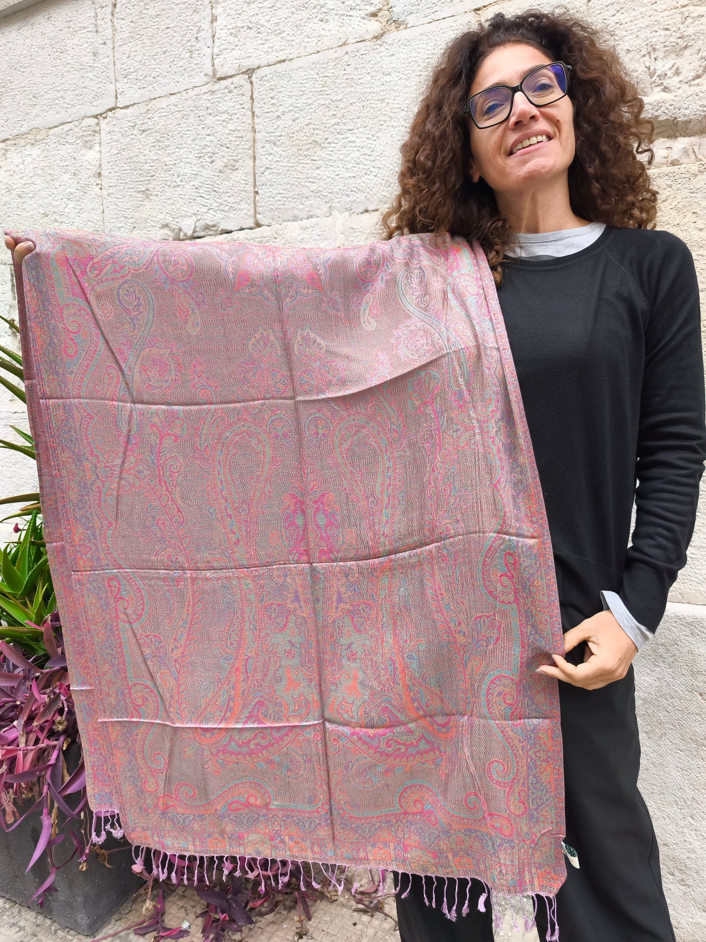 Pashmina Foulard Scarf Silk 100% India cm 195X75 38S