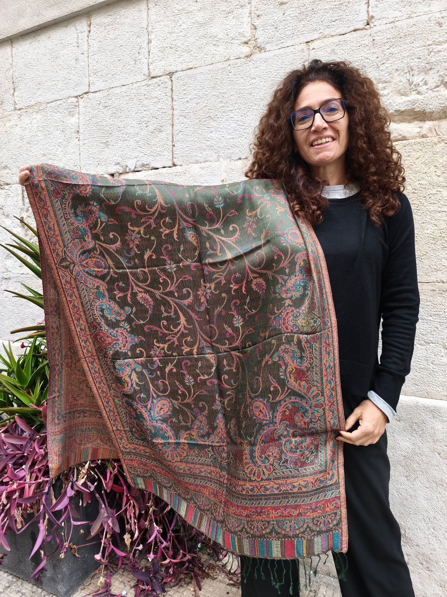 Pashmina Foulard Scarf 100% Indian Silk cm 195X75 39S