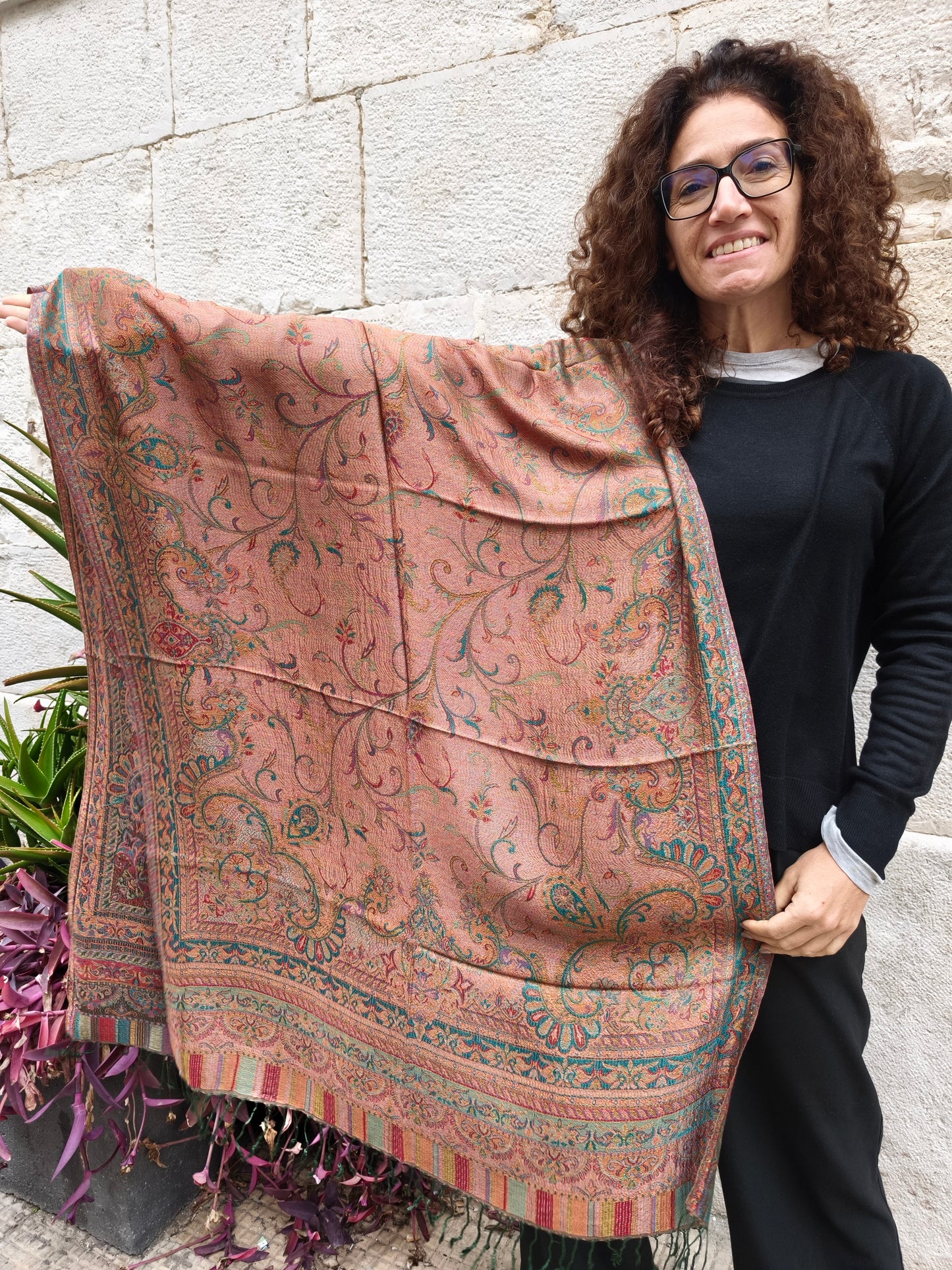 Pashmina Foulard Scarf 100% Indian Silk cm 195X75 39S