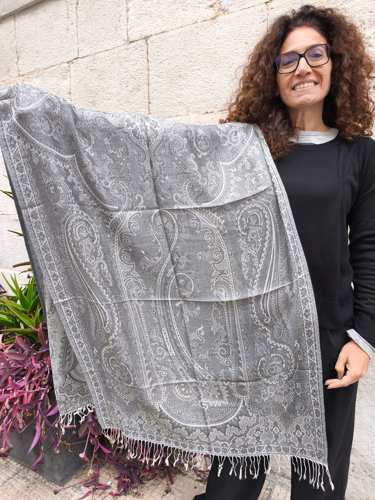 Pashmina Foulard Scarf 100% Indian Silk cm 195X75 40S