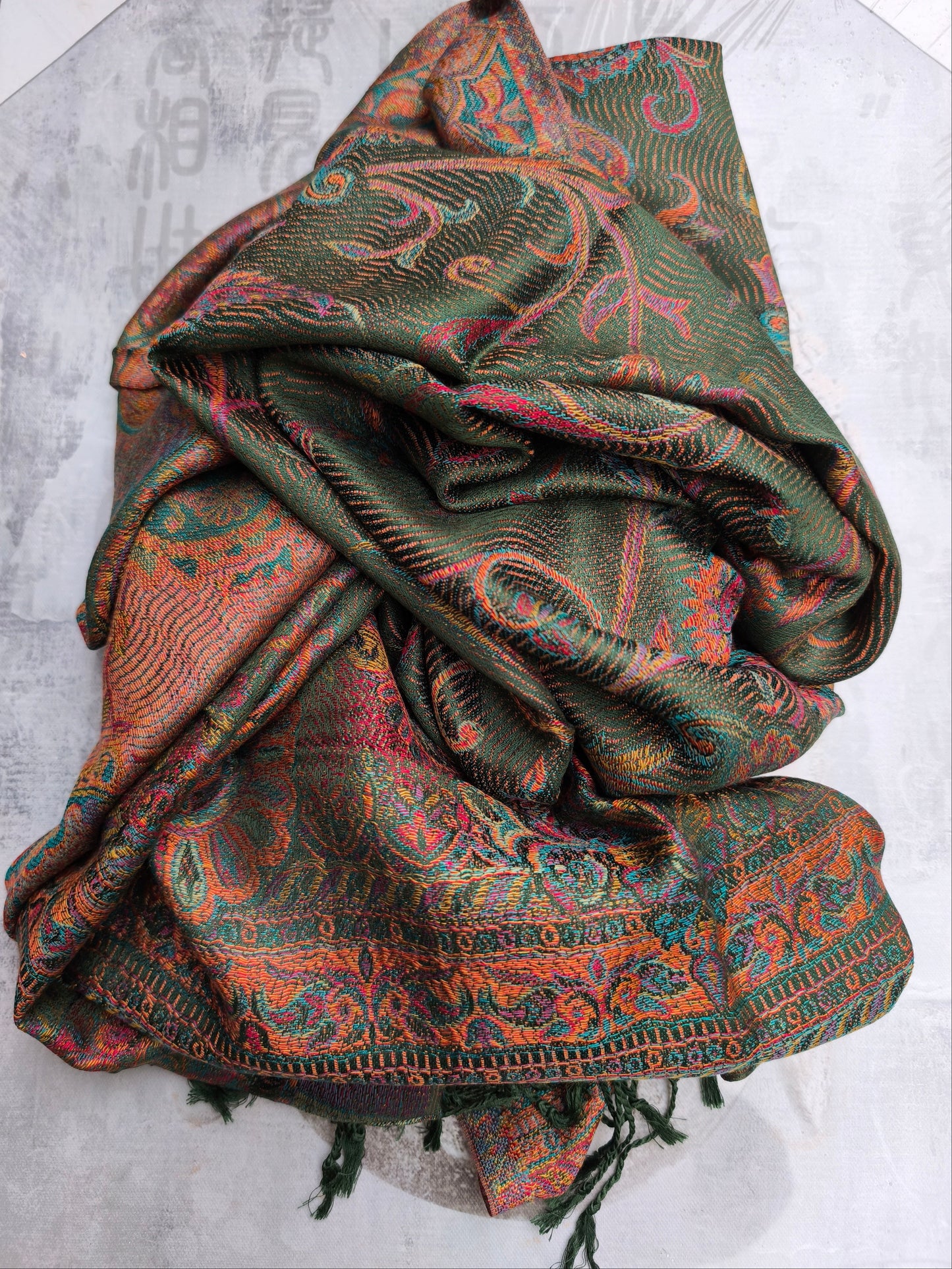 Pashmina Foulard Scarf 100% Indian Silk cm 195X75 41S