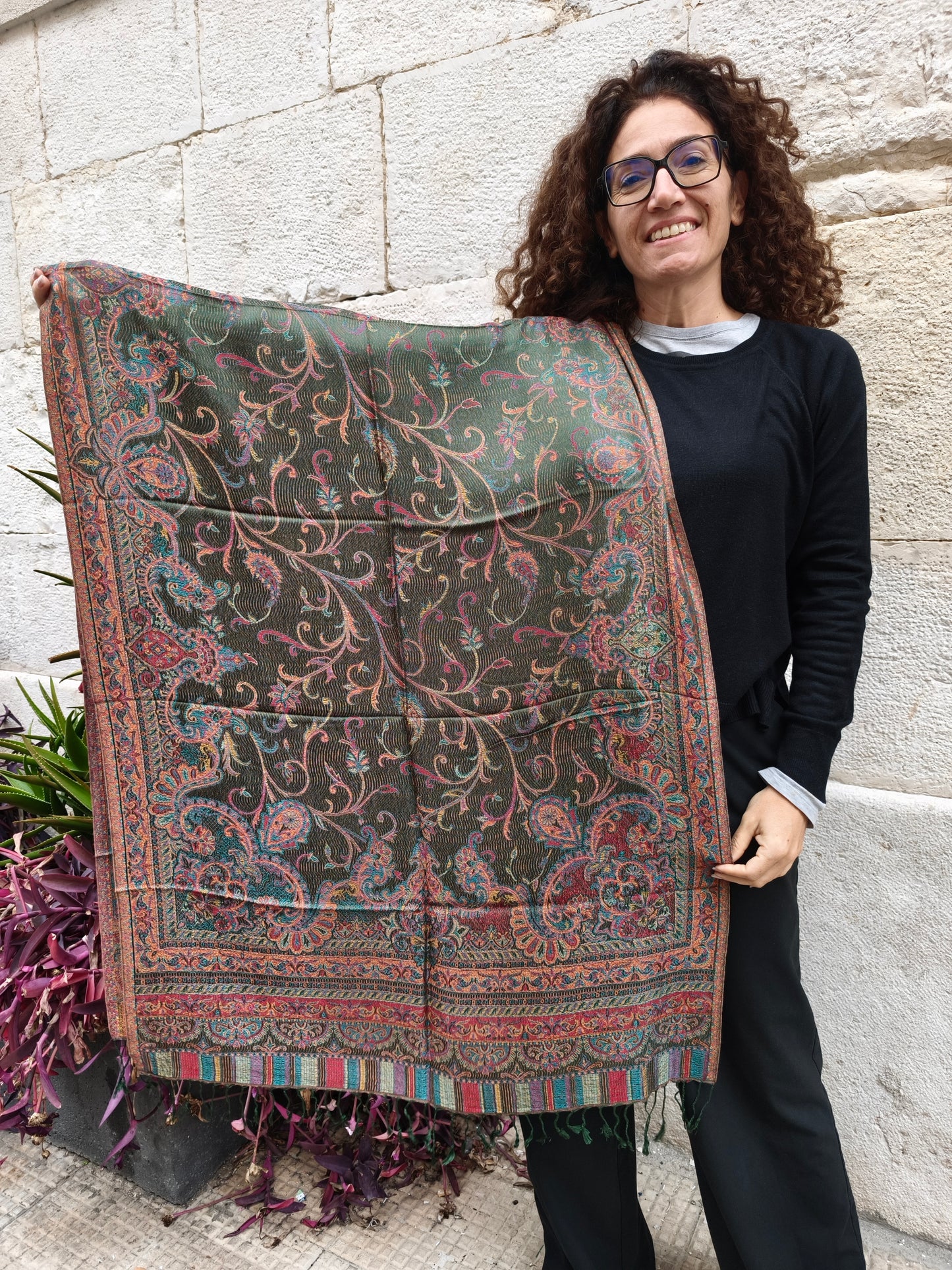 Pashmina Foulard Scarf 100% Indian Silk cm 195X75 41S