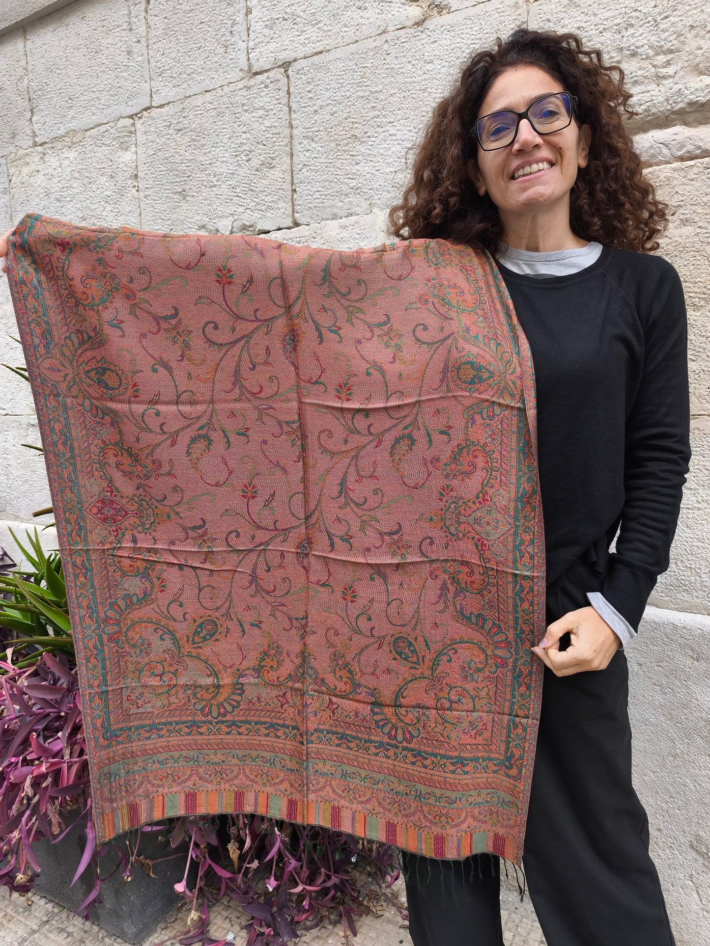 Pashmina Foulard Scarf 100% Indian Silk cm 195X75 41S