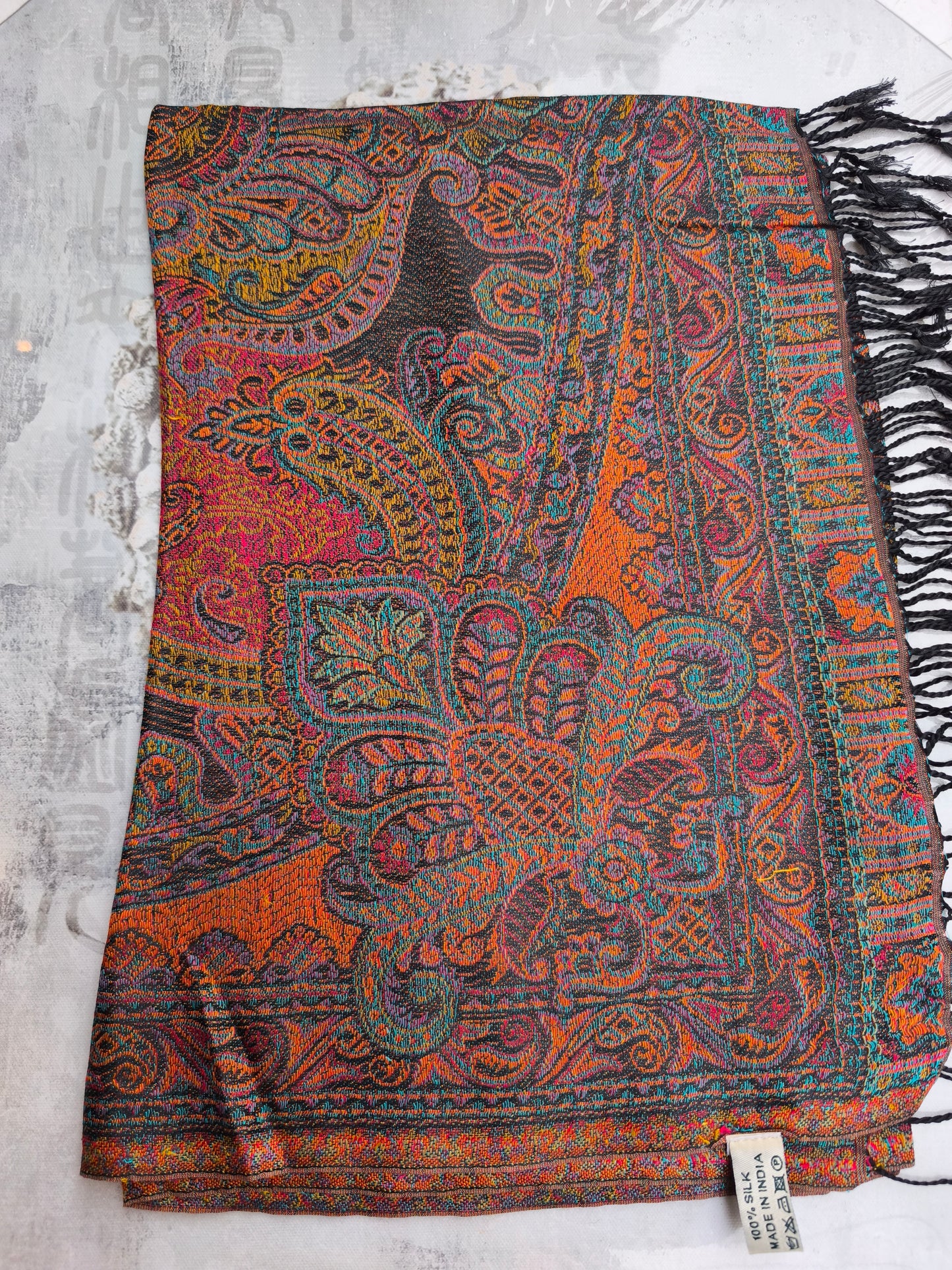 Pashmina Foulard Scarf 100% Indian Silk cm 195X75 42S