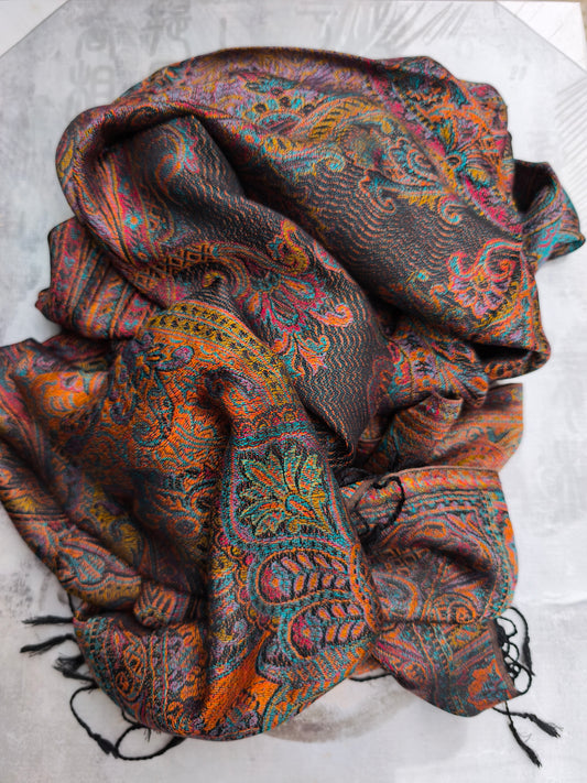 Pashmina-Foulard-Schal, 100 % indische Seide, 195 x 75 cm, 42S