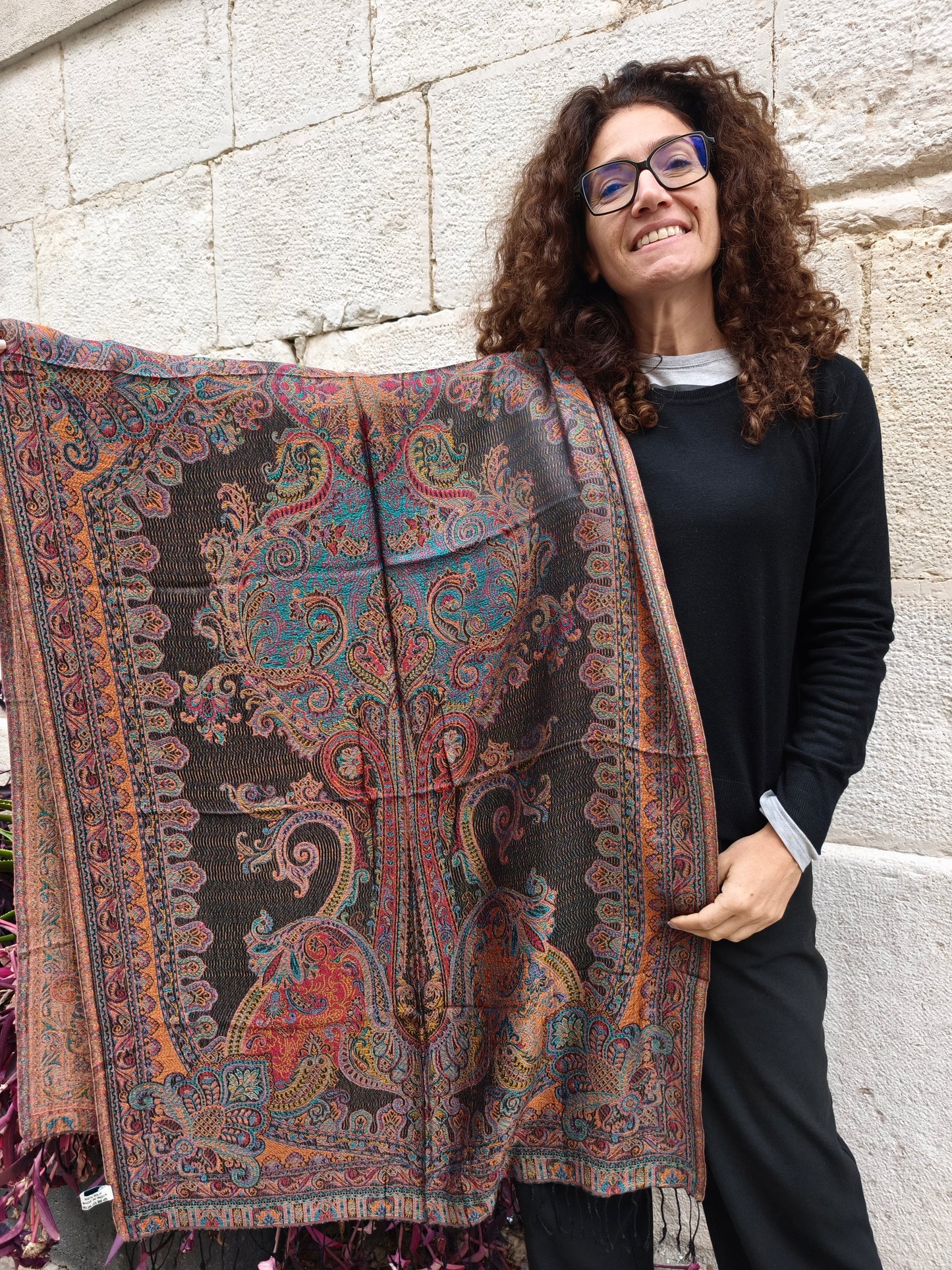 Pashmina Foulard Scarf 100% Indian Silk cm 195X75 42S