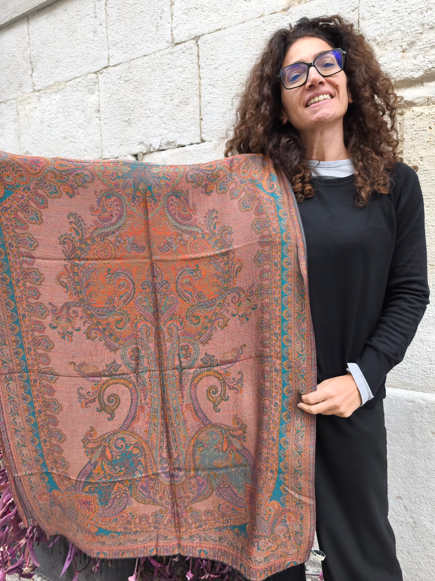 Pashmina Foulard Scarf 100% Indian Silk cm 195X75 42S