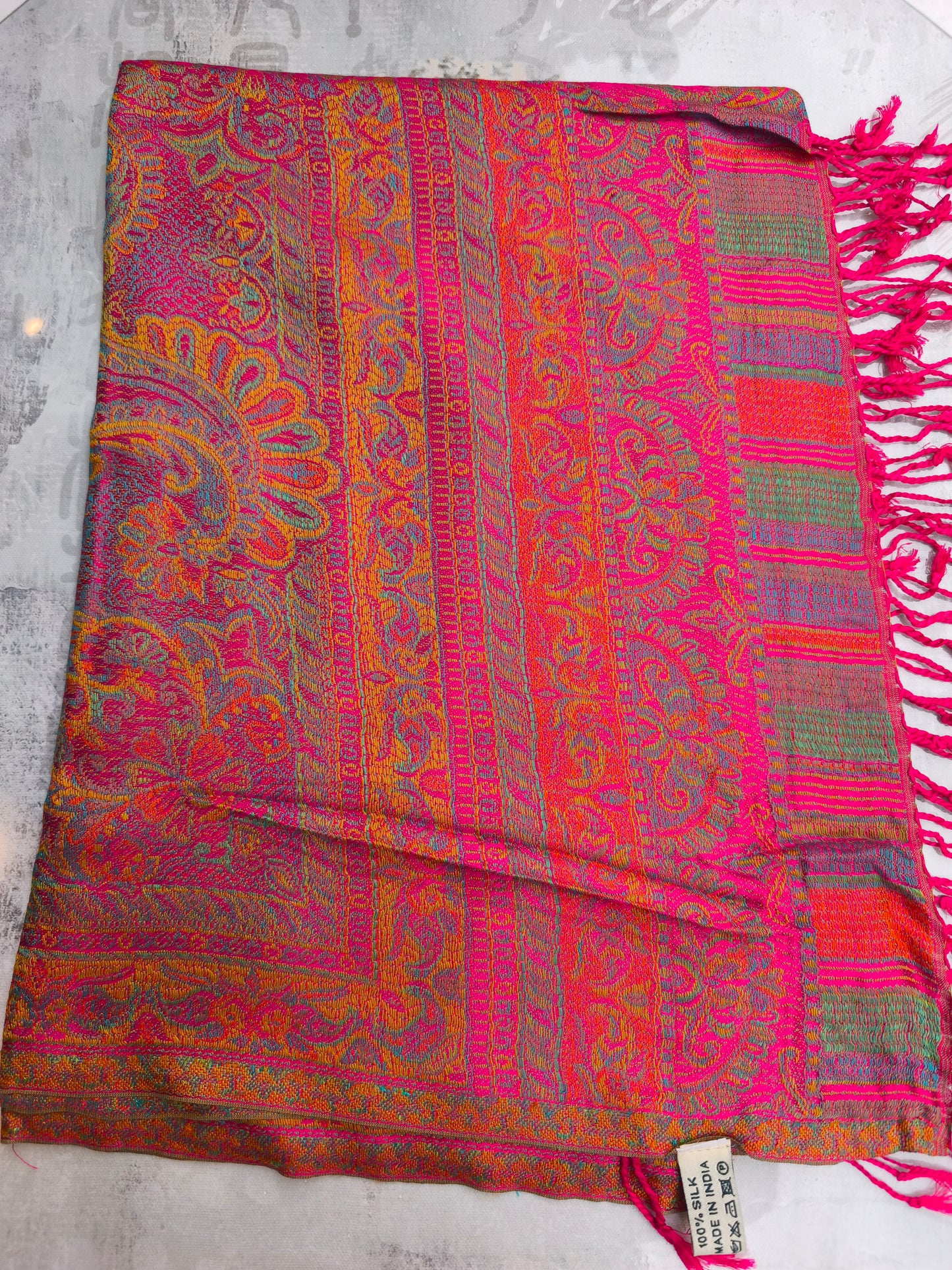 Pashmina Foulard Scarf Silk 100% India cm 195X75 43S