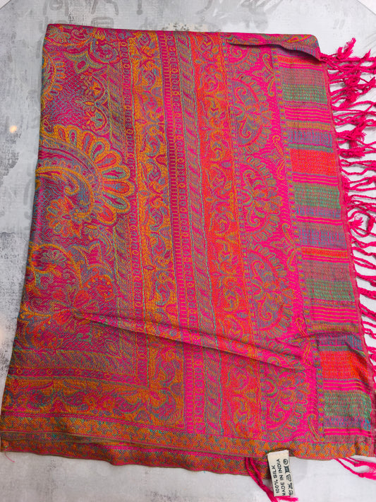 Pashmina Foulard Sciarpa Seta 100% India cm 195X75 43S