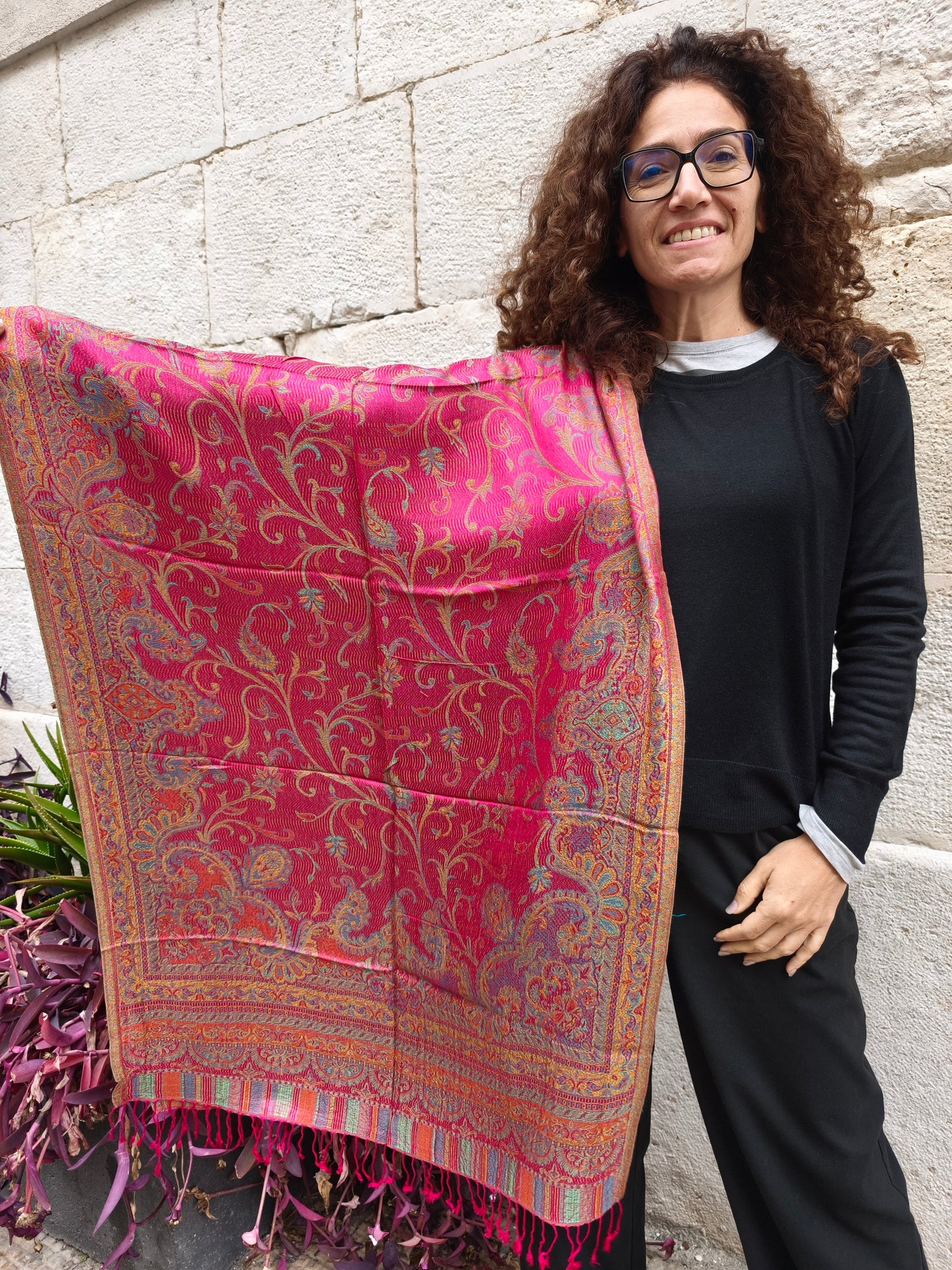 Pashmina Foulard Scarf Silk 100% India cm 195X75 43S