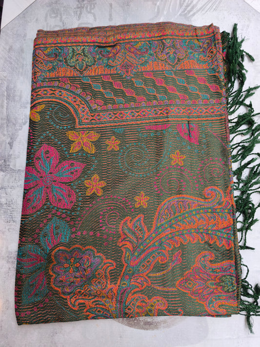 Pashmina Foulard Sciarpa Seta 100% India cm 195X75 44S