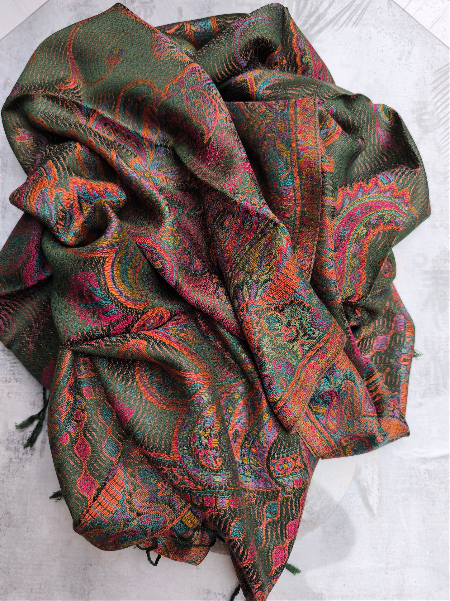 Pashmina Foulard Scarf 100% Indian Silk cm 195X75 44S