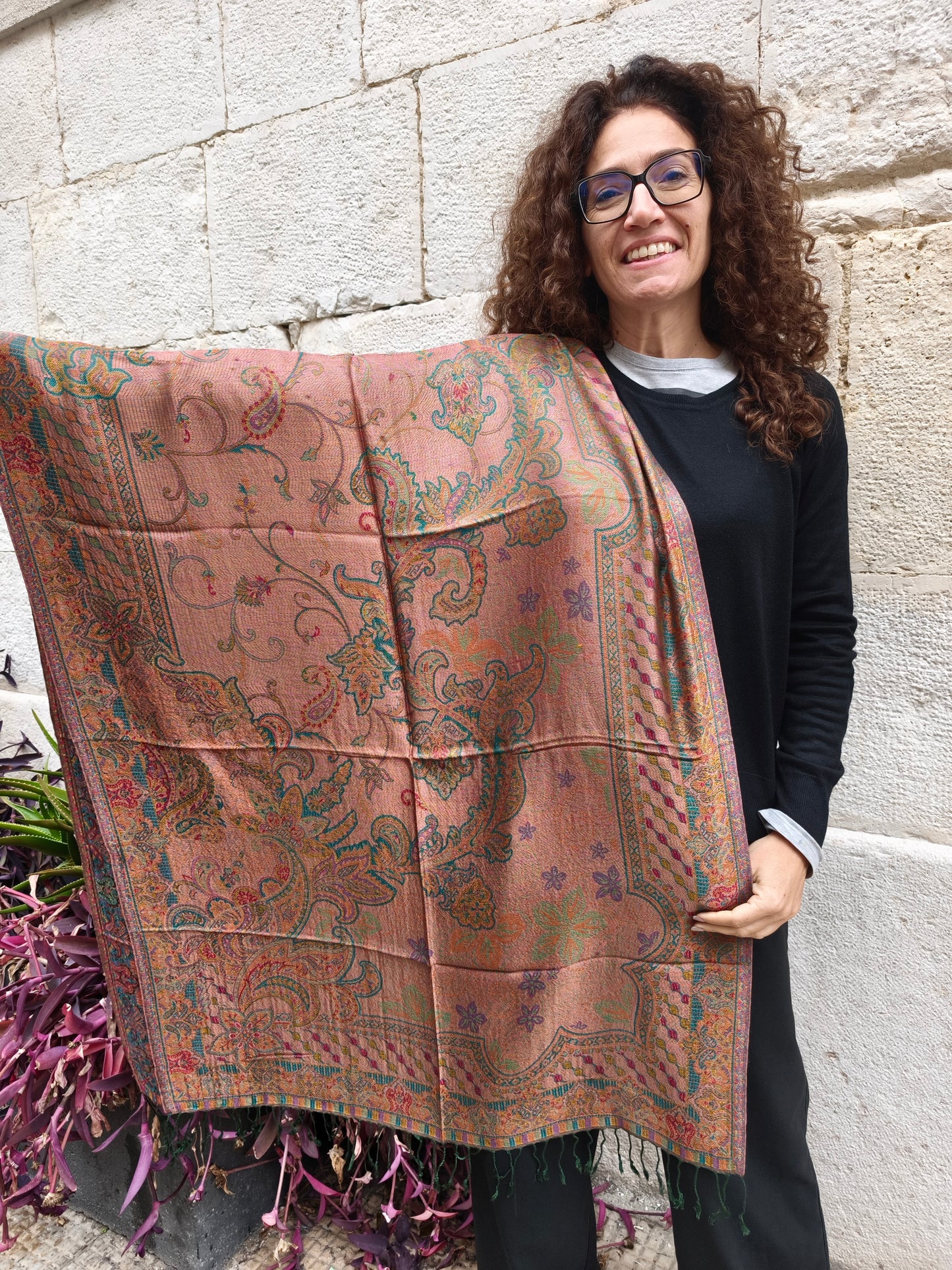 Pashmina Foulard Scarf 100% Indian Silk cm 195X75 44S