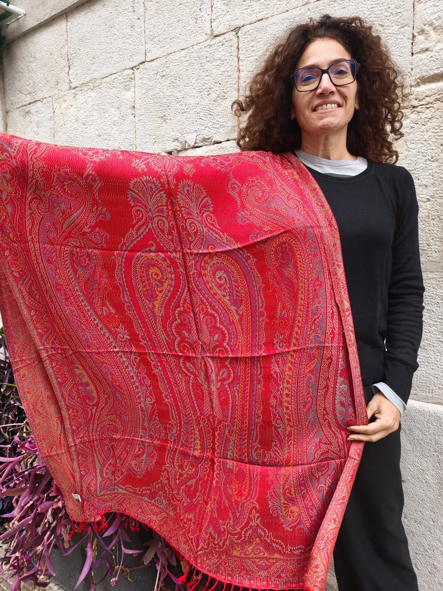 Pashmina Foulard Scarf 100% Indian Silk cm 195X75 45S