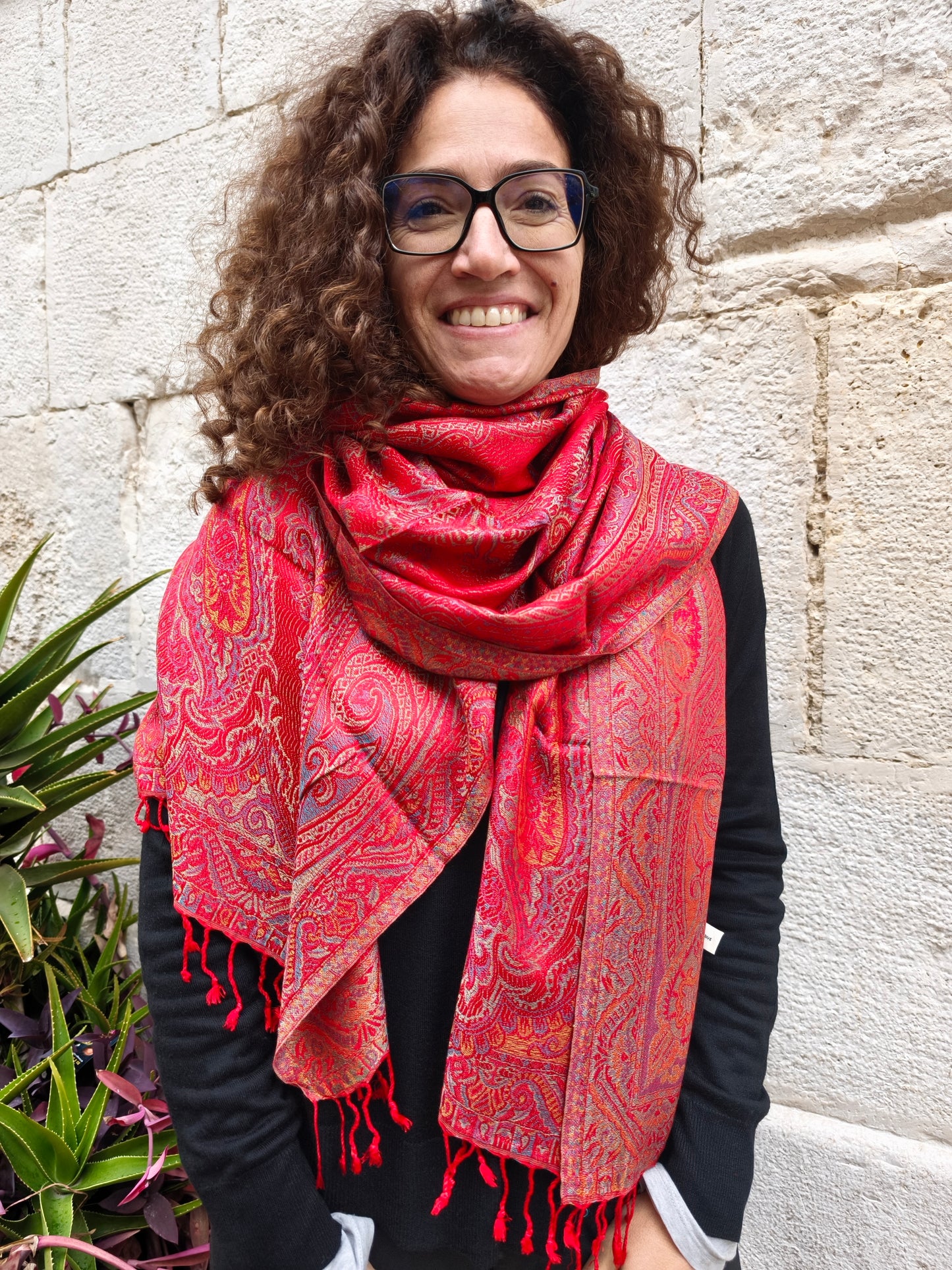 Pashmina Foulard Scarf 100% Indian Silk cm 195X75 45S