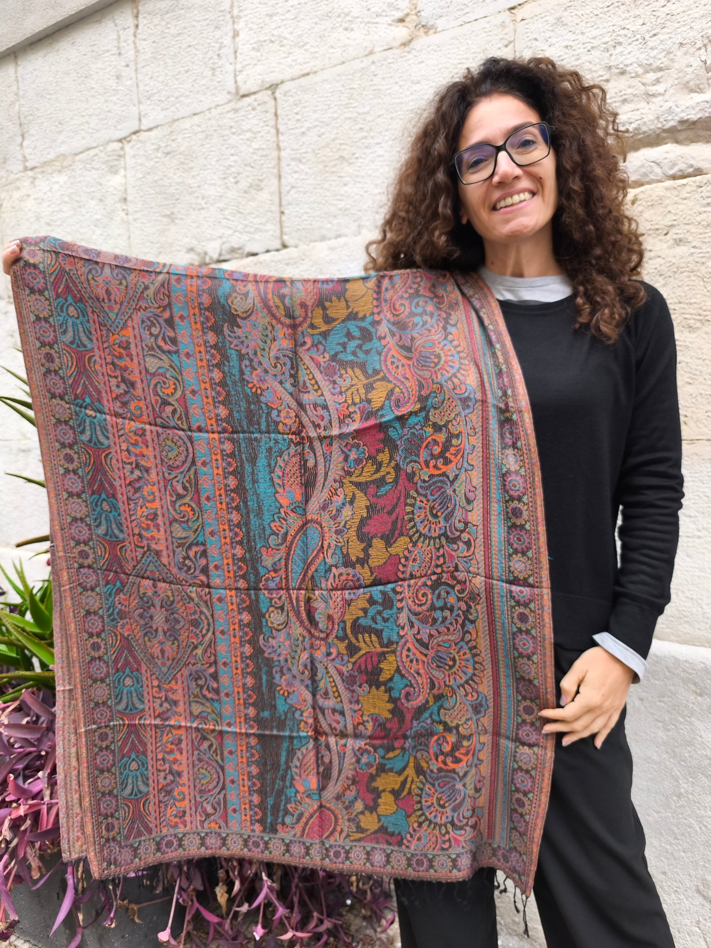 Pashmina Foulard Scarf Silk 100% India cm 195X75 46S