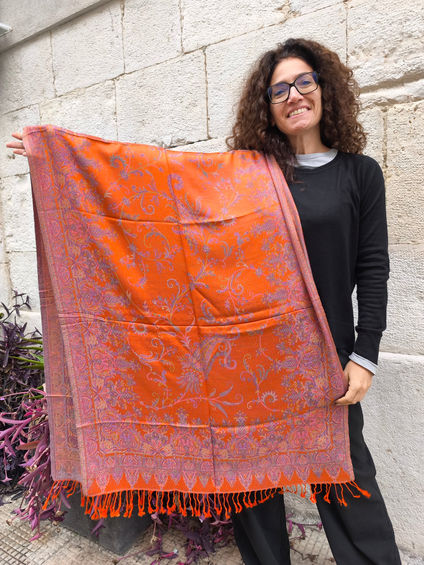 Pashmina Foulard Scarf 100% Indian Silk cm 195X75 47S