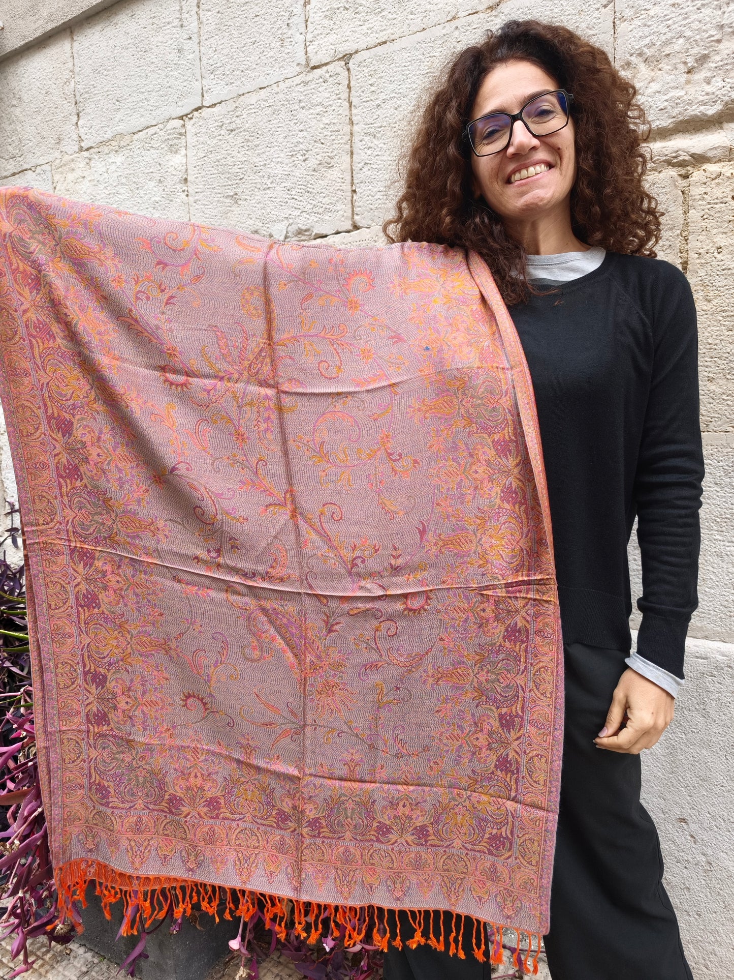 Pashmina Foulard Scarf 100% Indian Silk cm 195X75 47S