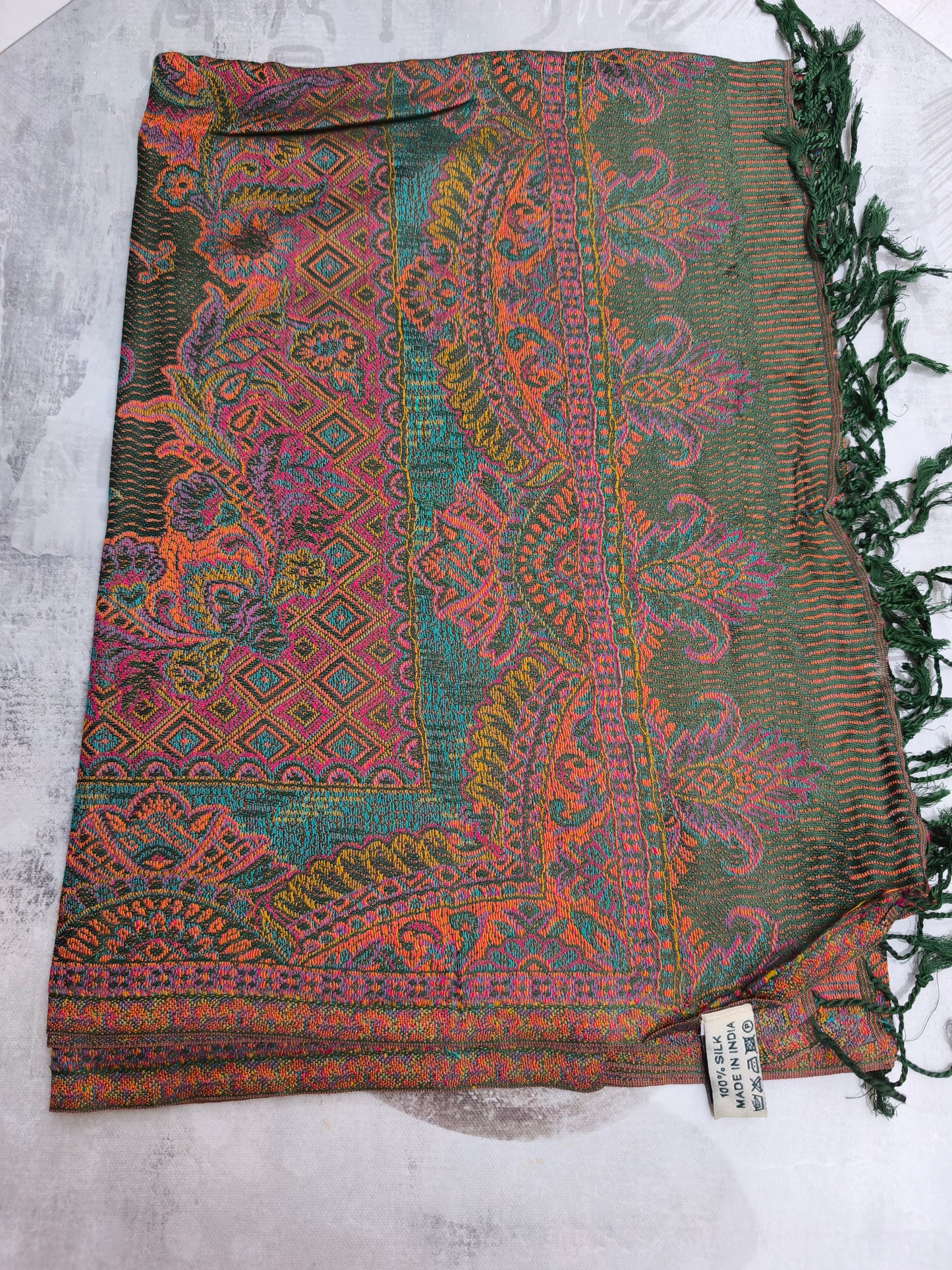 Pashmina Foulard Scarf 100% Indian Silk cm 195X75 48S