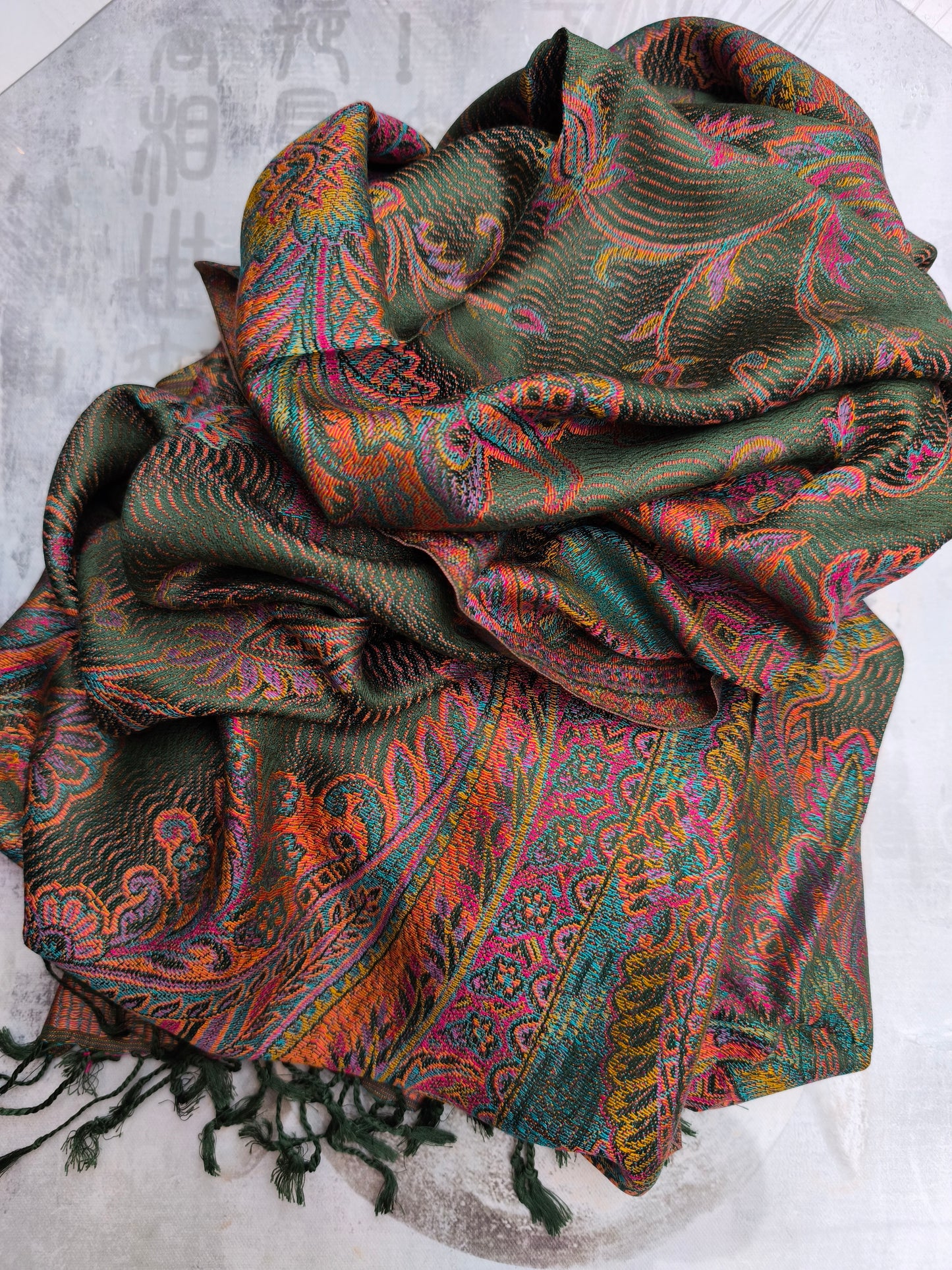 Pashmina Foulard Scarf 100% Indian Silk cm 195X75 48S