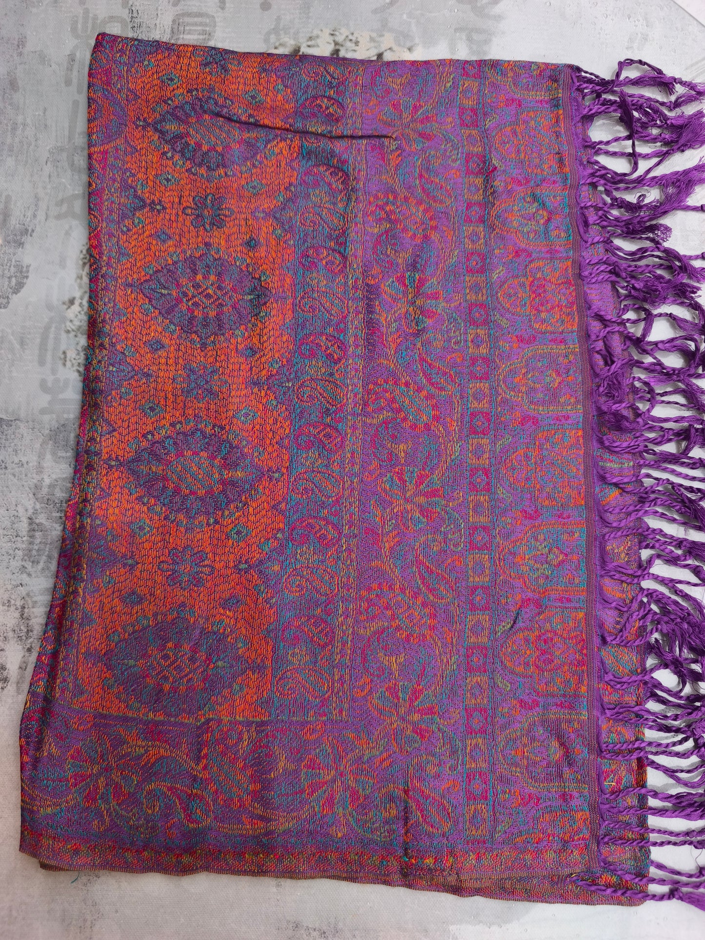 Pashmina Foulard Scarf 100% Indian Silk cm 195X75 49S