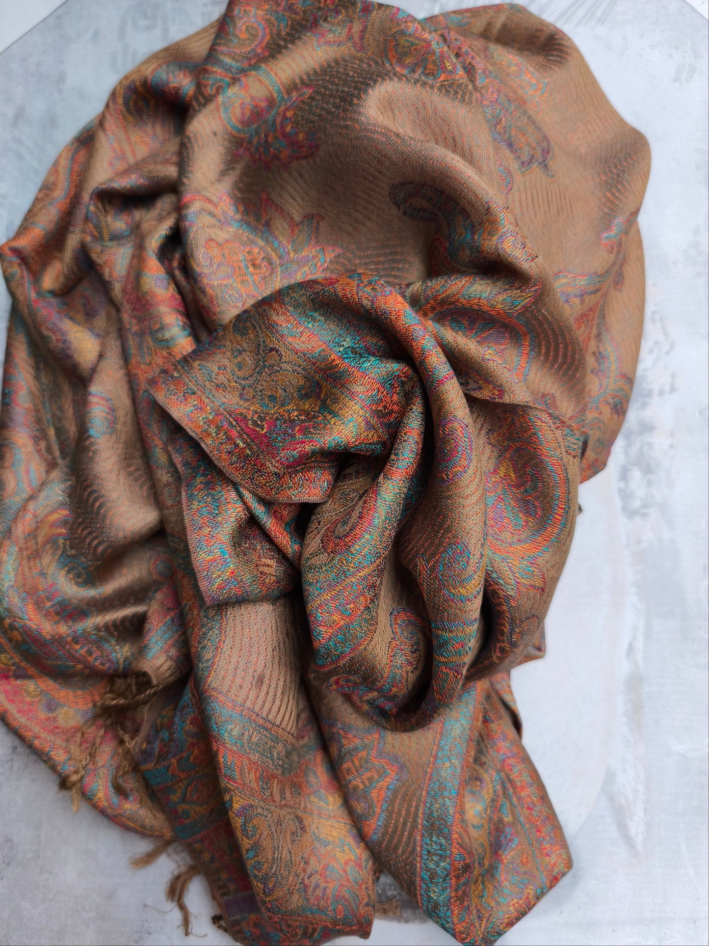 Pashmina Foulard Scarf 100% Indian Silk cm 195X75 50S