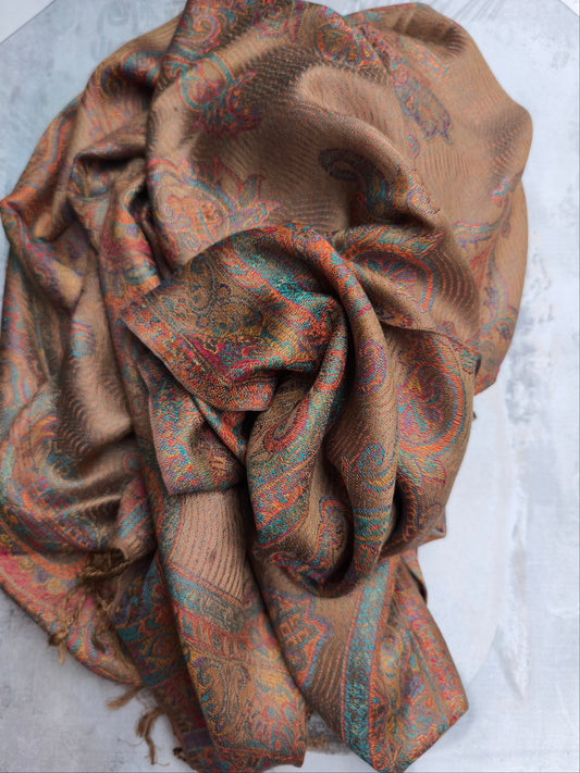 Pashmina-Foulard-Schal, 100 % indische Seide, 195 x 75 cm, 50S