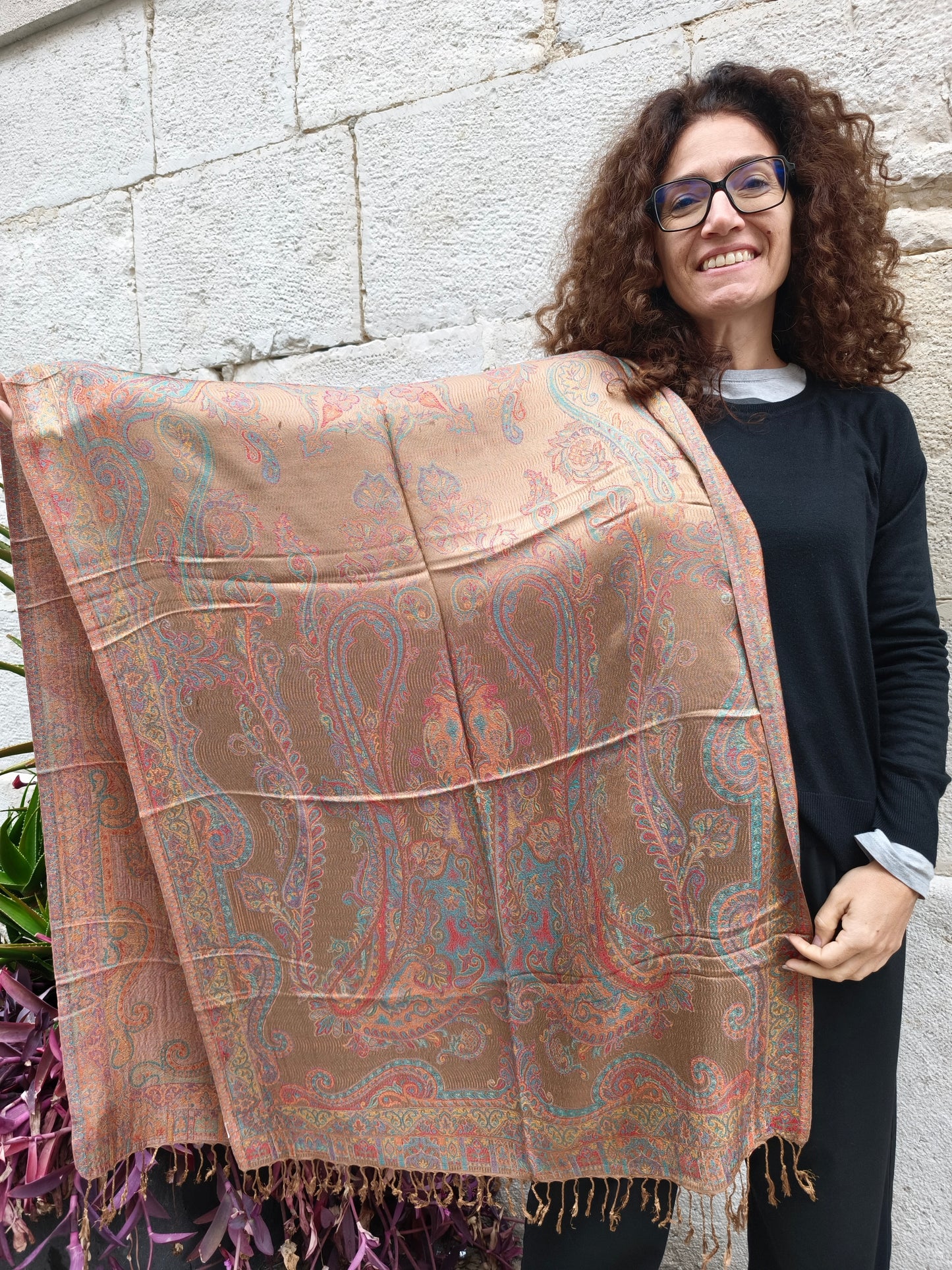 Pashmina Foulard Scarf 100% Indian Silk cm 195X75 50S