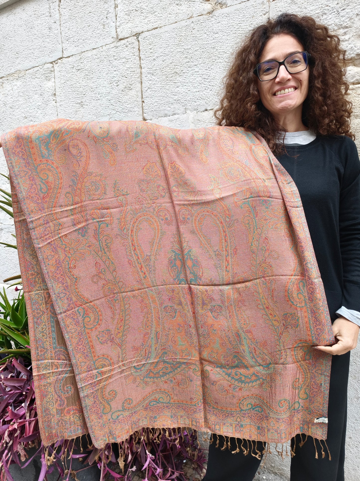 Pashmina Foulard Scarf 100% Indian Silk cm 195X75 50S