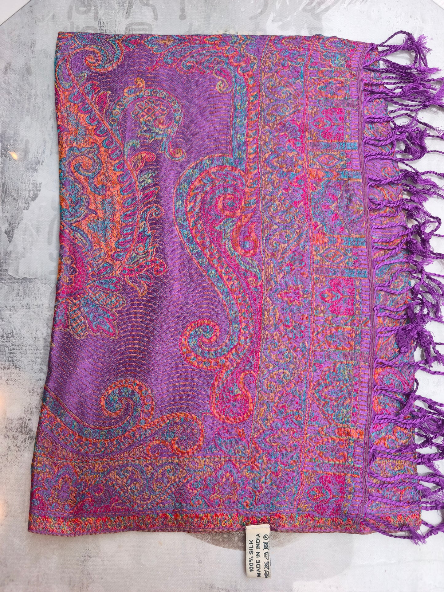 Pashmina Foulard Scarf 100% Indian Silk cm 195X75 51S