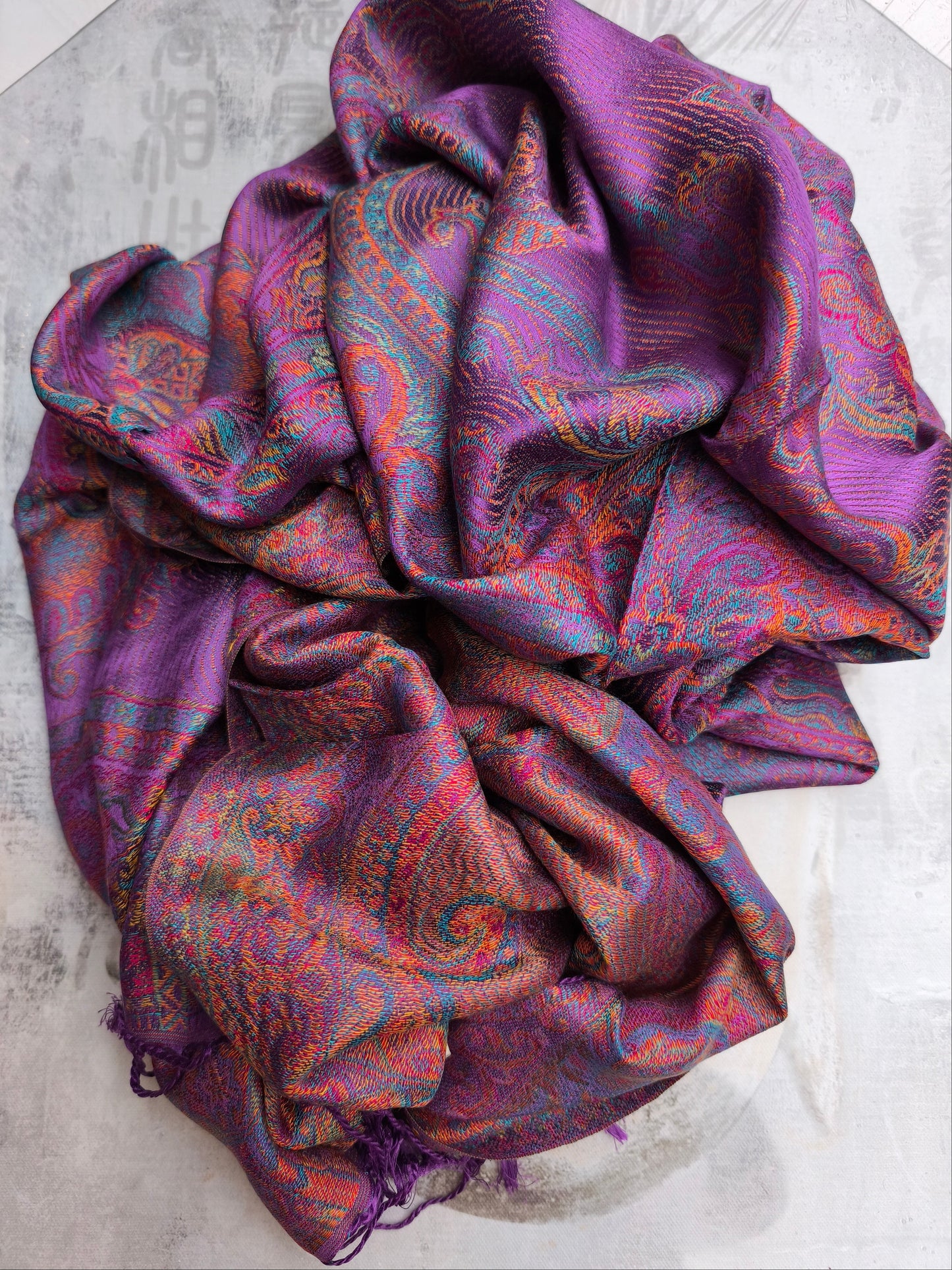 Pashmina Foulard Scarf 100% Indian Silk cm 195X75 51S
