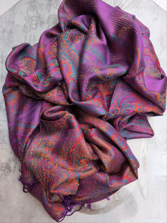 Pashmina-Foulard-Schal, 100 % indische Seide, 195 x 75 cm, 51S