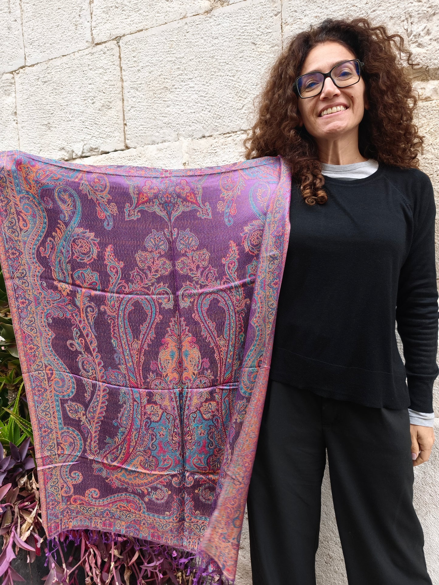 Pashmina Foulard Scarf 100% Indian Silk cm 195X75 51S