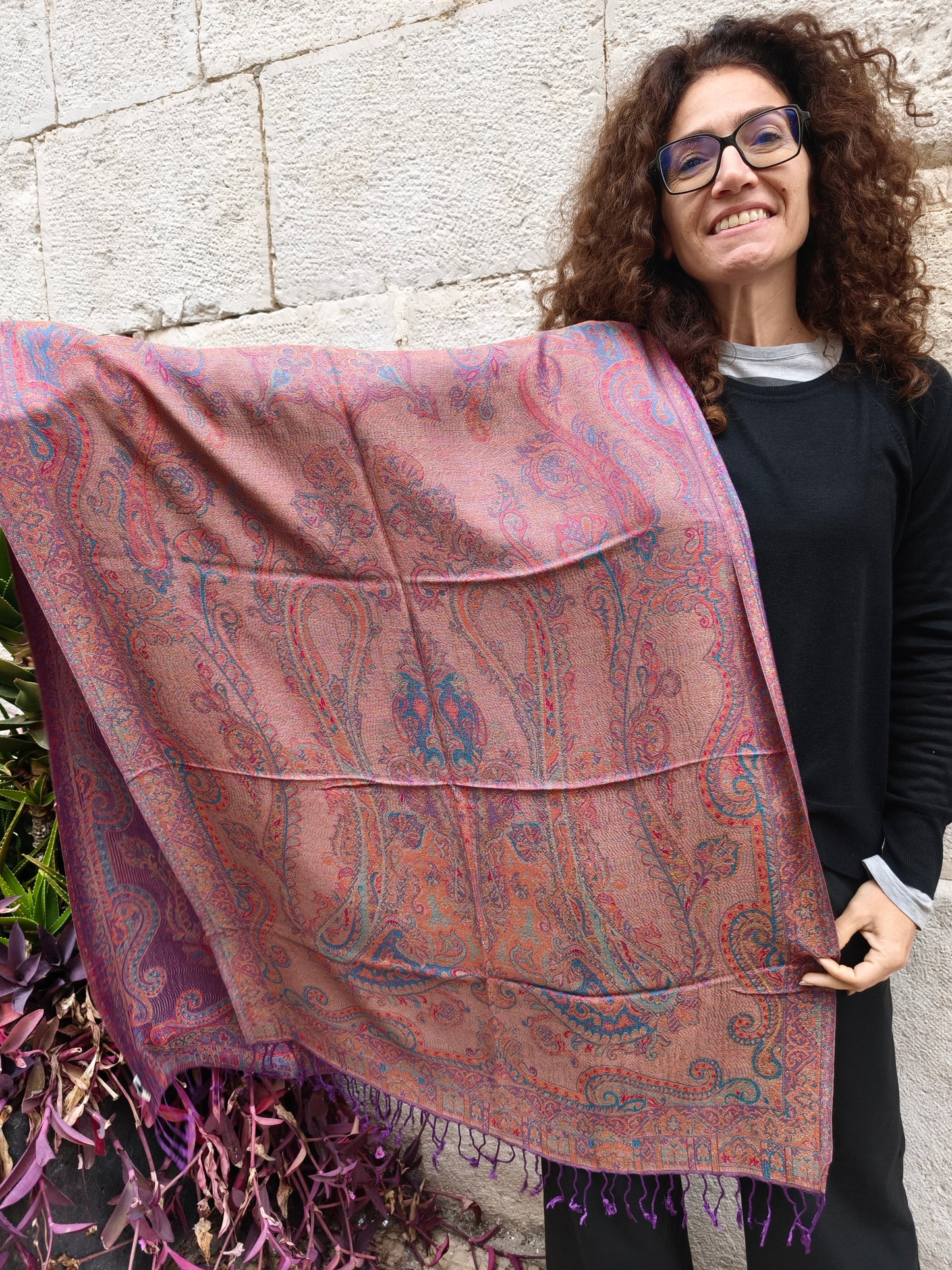 Pashmina Foulard Scarf 100% Indian Silk cm 195X75 51S