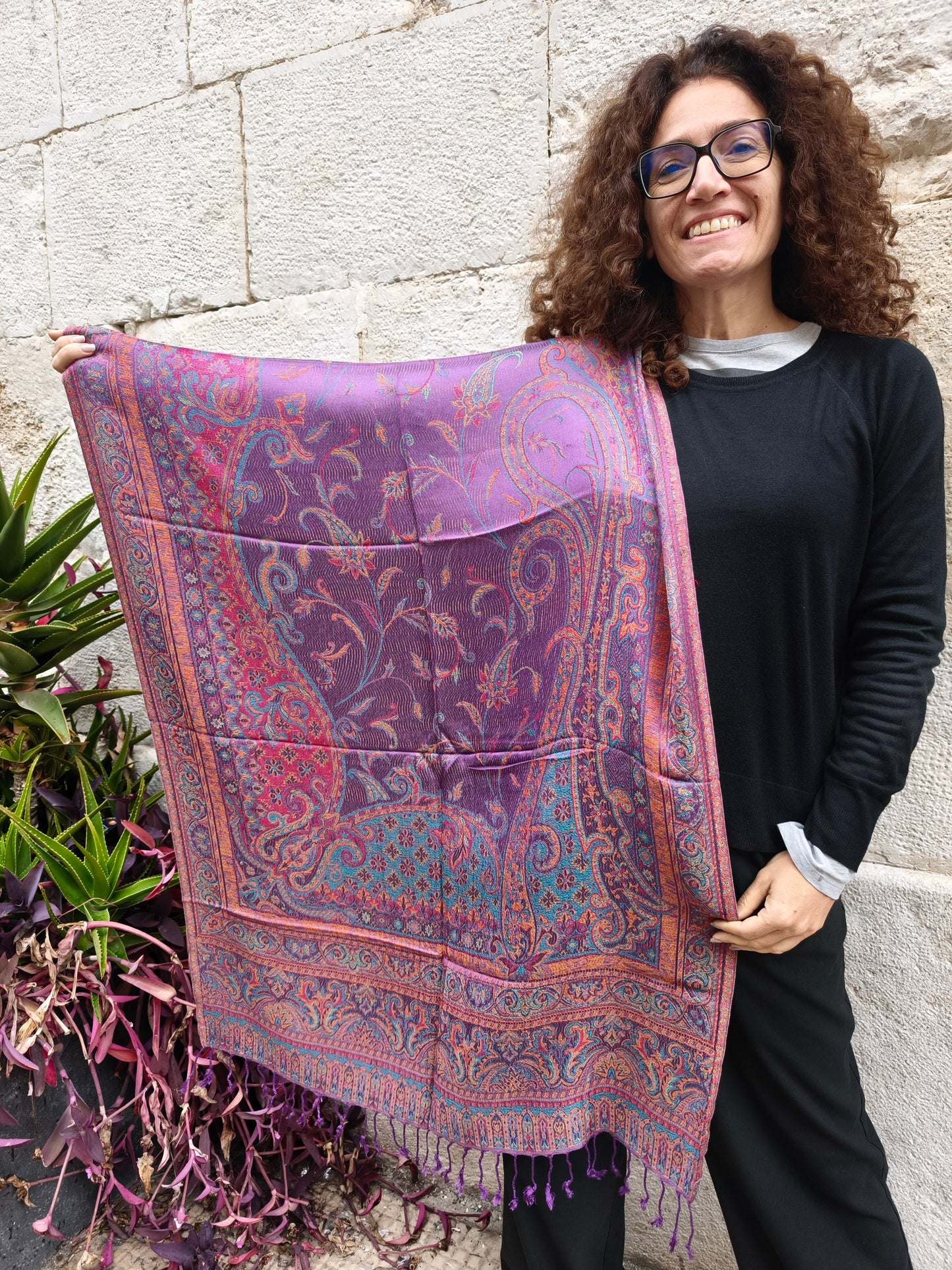 Pashmina Foulard Scarf Silk 100% India cm 195X75 52S